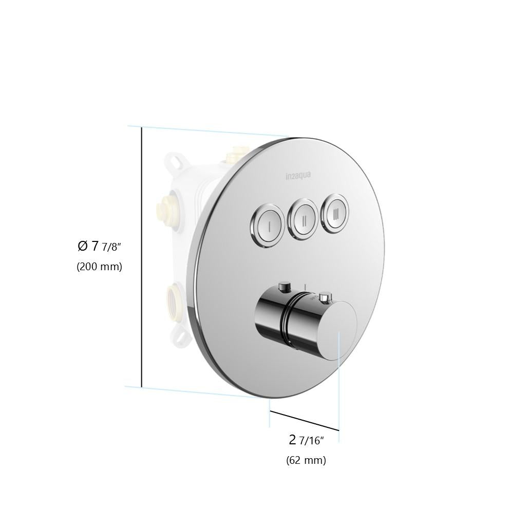 in2aqua Urban thermostatic valve trim kit with 3 push-button