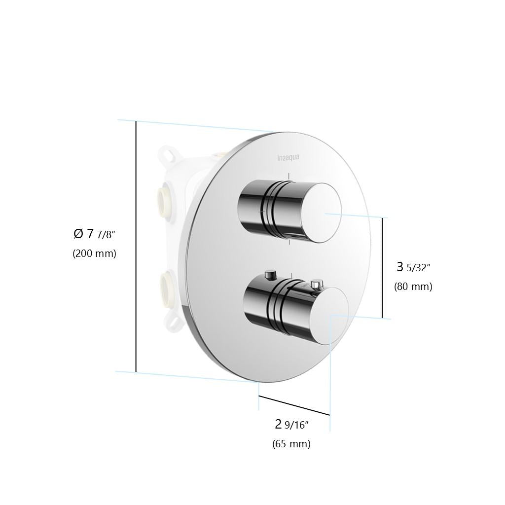in2aqua Urban thermostatic valve trim kit with integrated stop, volume control and manual diverter