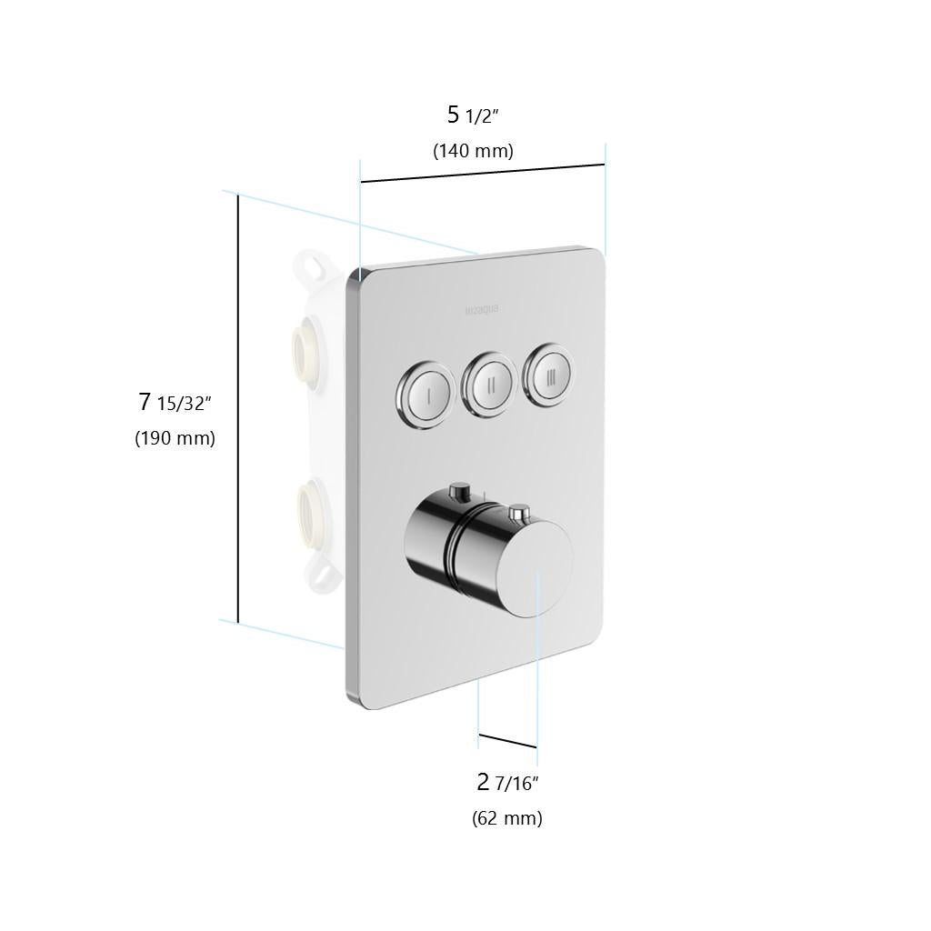 in2aqua Urban X thermostatic valve trim kit with 3 push-button