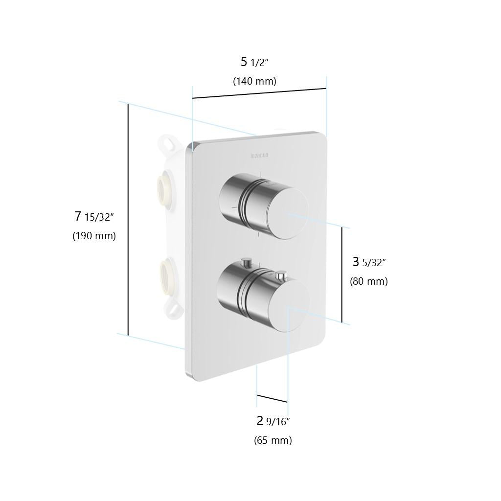 in2aqua Urban X thermostatic valve trim kit with integrated stop, volume control and manual diverter