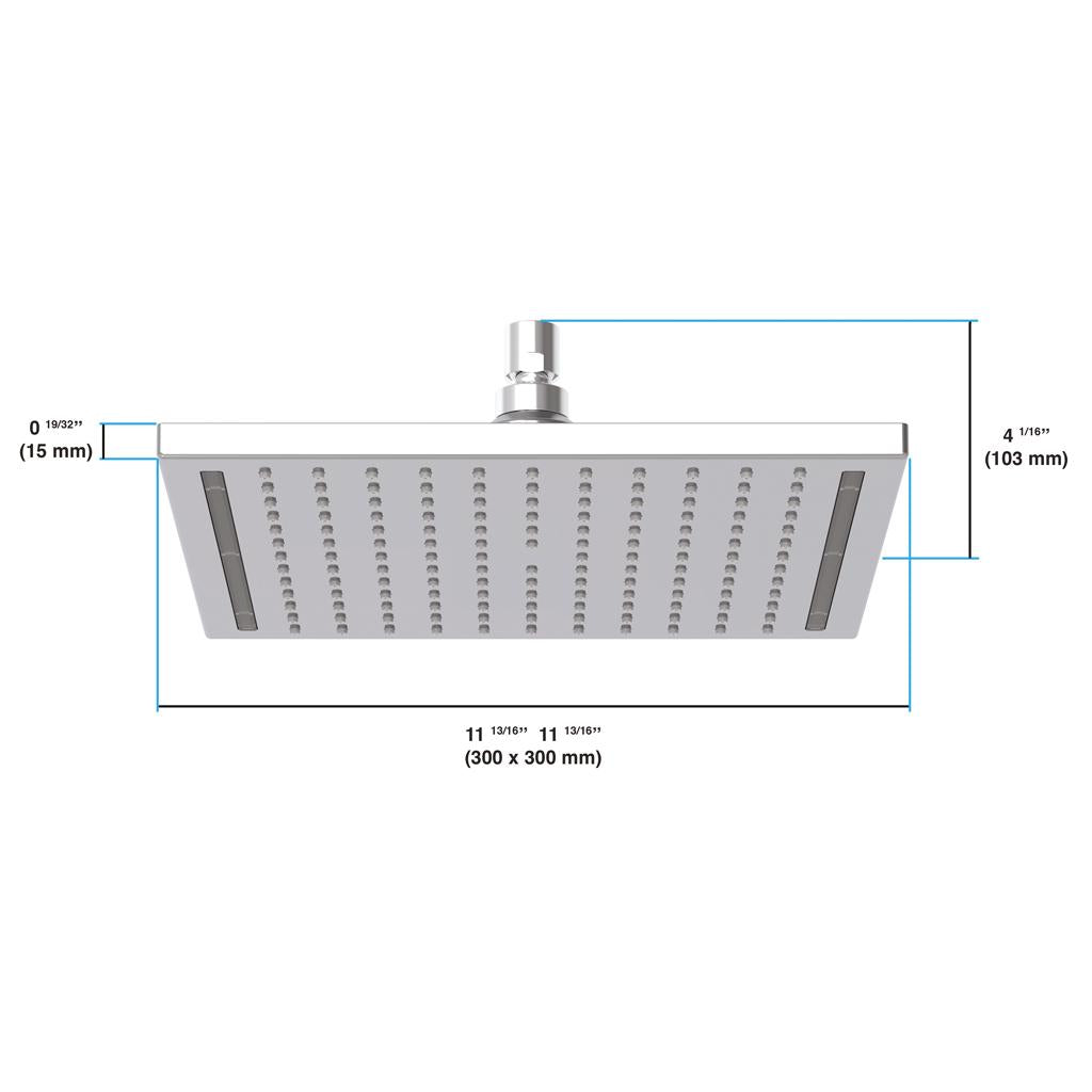 in2aqua Urban X shower head LED XL, 12", chrome