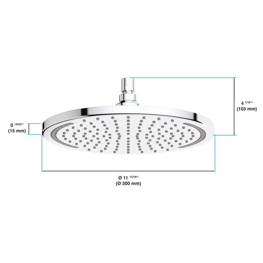 in2aqua shower head LED XL, 12", chrome