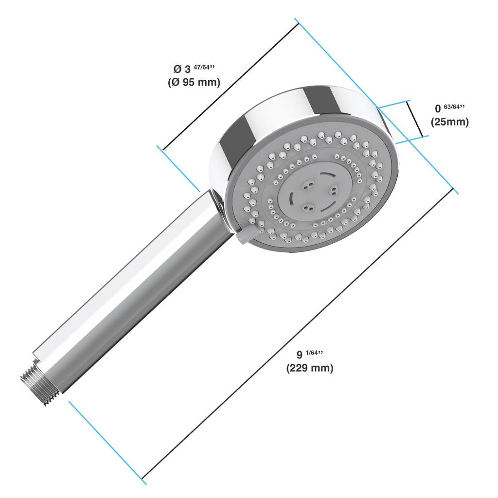 in2aqua hand shower, 3 3/4 ", 3-spray