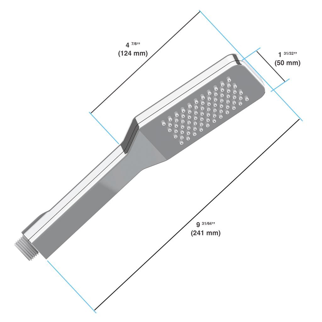in2aqua rectangular hand shower, 1-spray