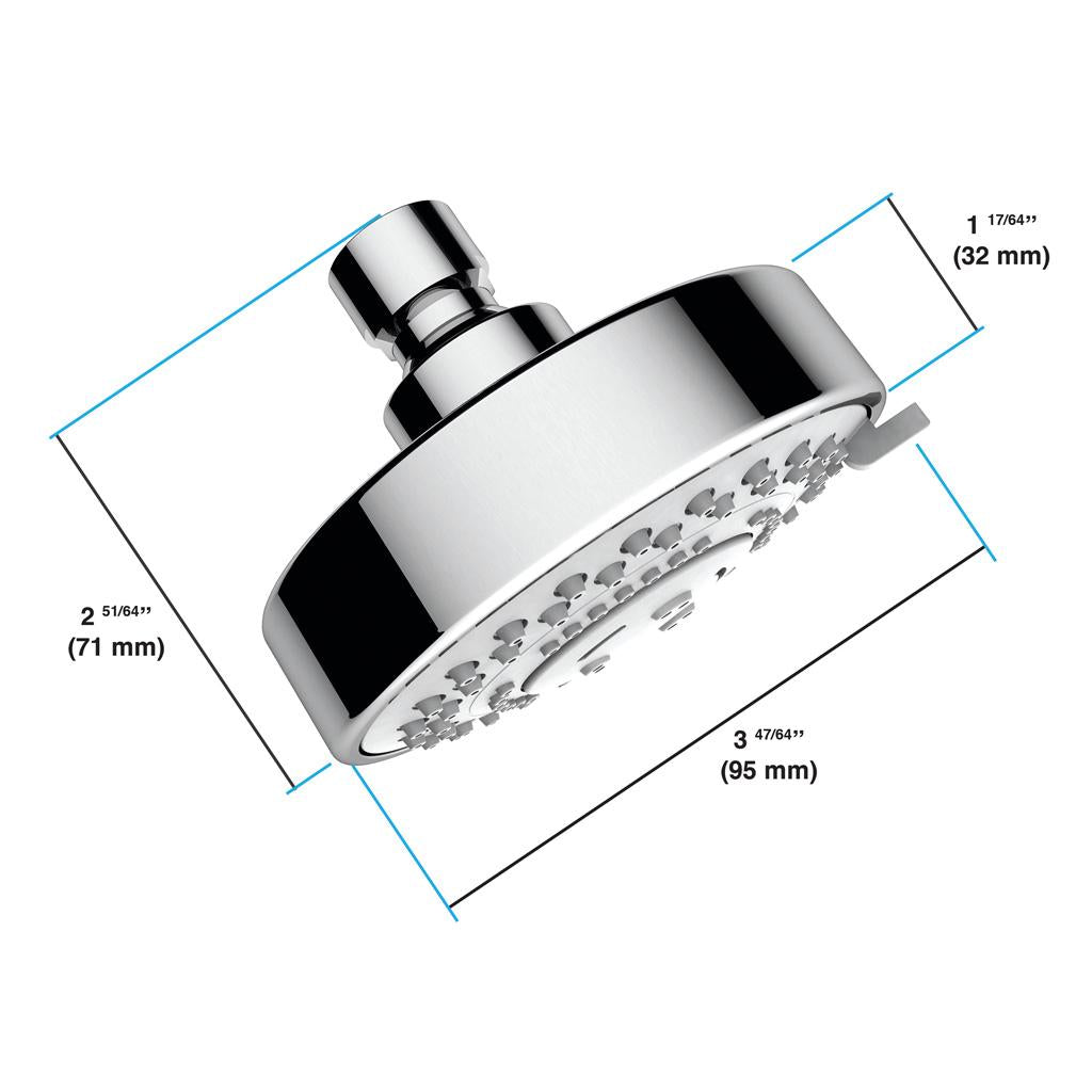 in2aqua shower head, 3 3/4", 3-spray