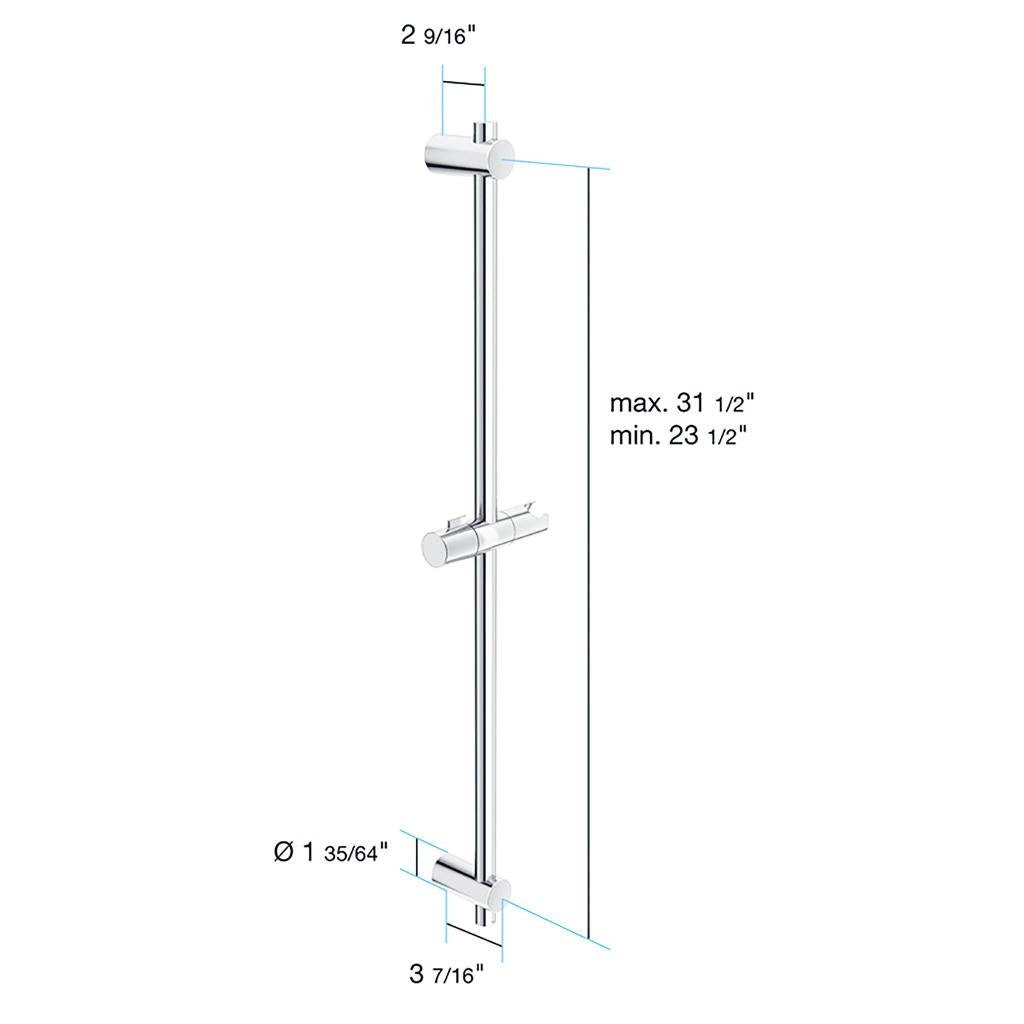 in2aqua adjustable wall bar, 23 1/2" up to 31 1/2"