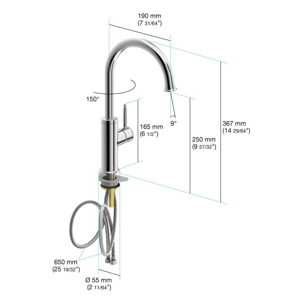 in2aqua Classic XL single-lever kitchen faucet with swivel spout