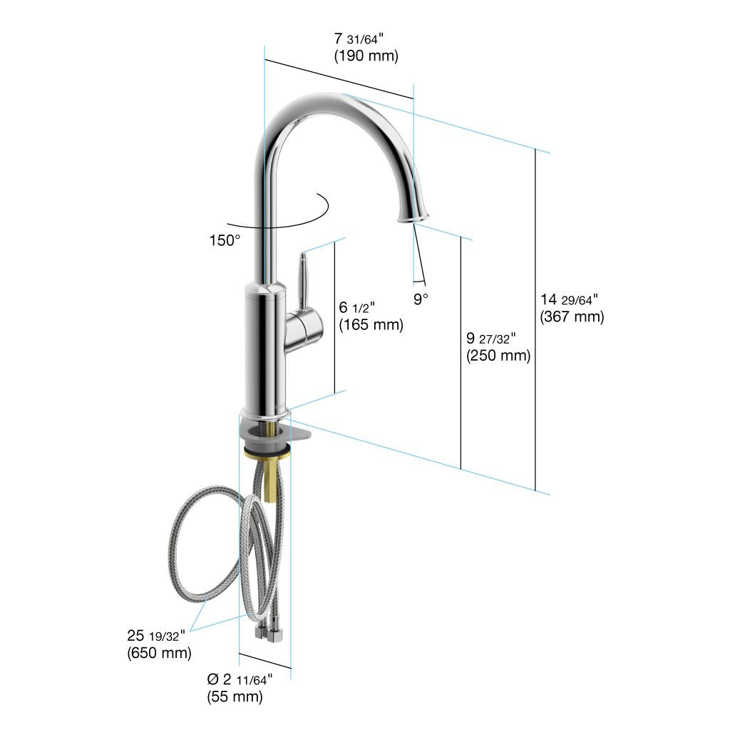 in2aqua Classic XL single-lever kitchen faucet with swivel spout
