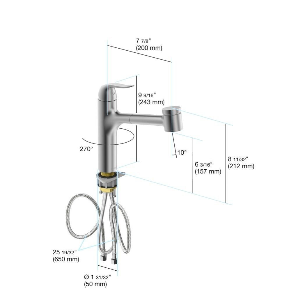 in2aqua Style single-lever kitchen faucet with swivel spout; pull-out spray