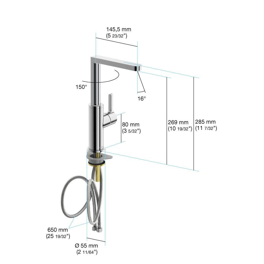 in2aqua Edge single-lever kitchen prep faucet, with swivel spout