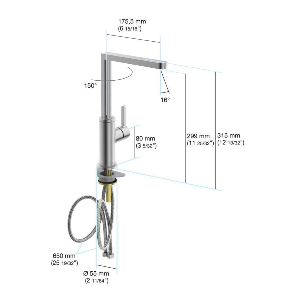 in2aqua Edge XL single-lever kitchen faucet, with swivel spout