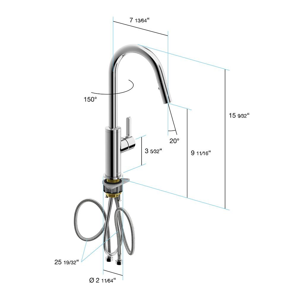 in2aqua Edge single-lever kitchen faucet with swivel spout and pull-down spray
