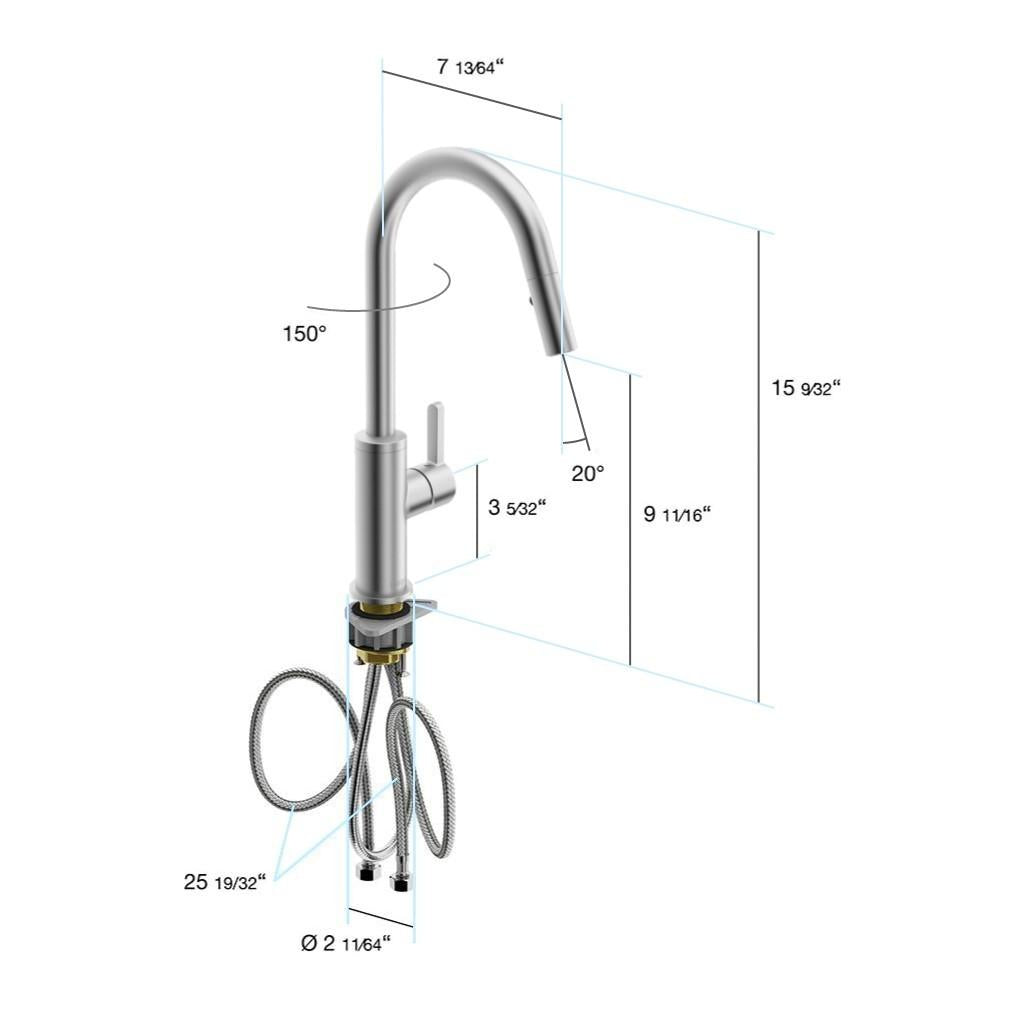 in2aqua Edge single-lever kitchen faucet with swivel spout and pull-down spray