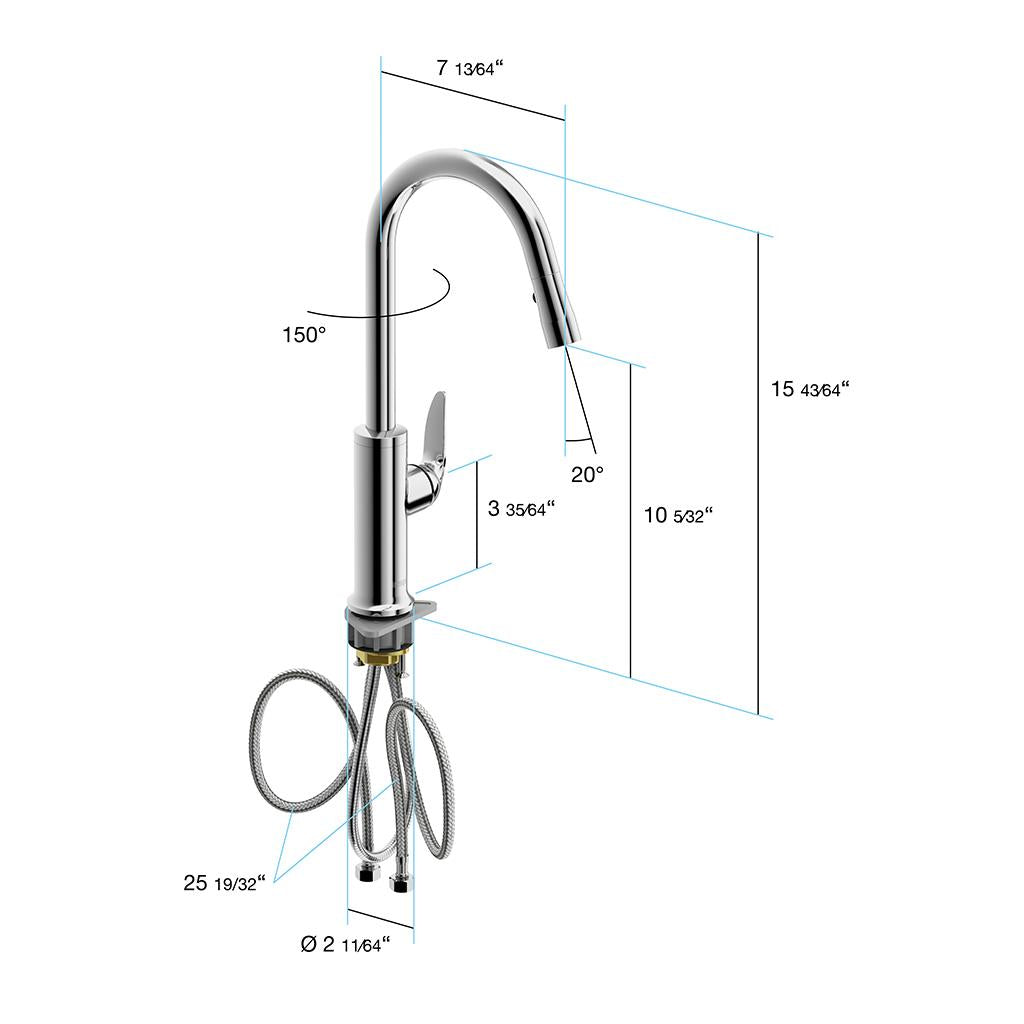 in2aqua Style single-lever kitchen faucet with swivel spout and pull-down spray