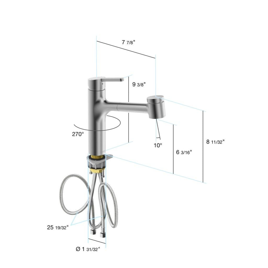 in2aqua Edge single-lever kitchen faucet with swivel spout; pull-out spray