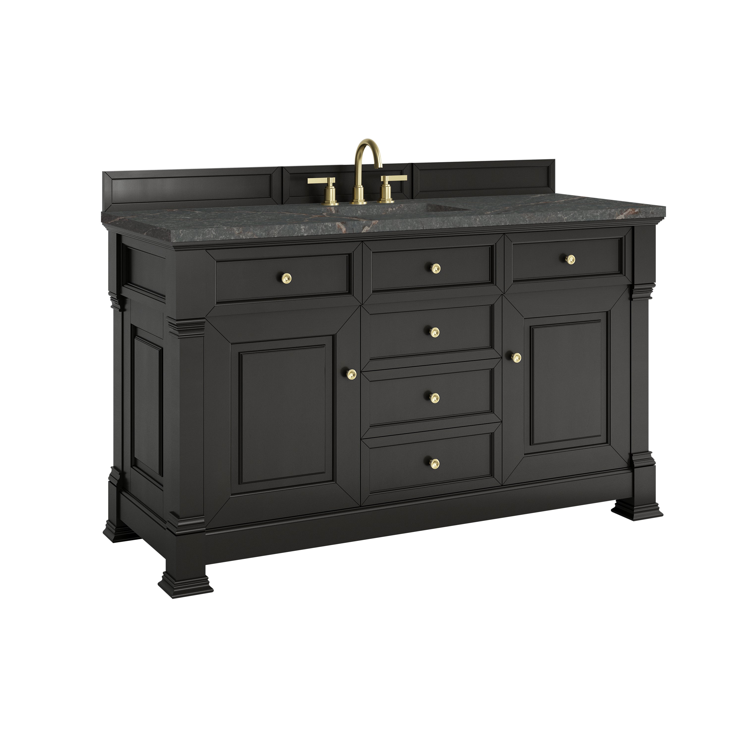 James Martin Brookfield 60" Single Vanity in Black Onyx with 3cm Countertop