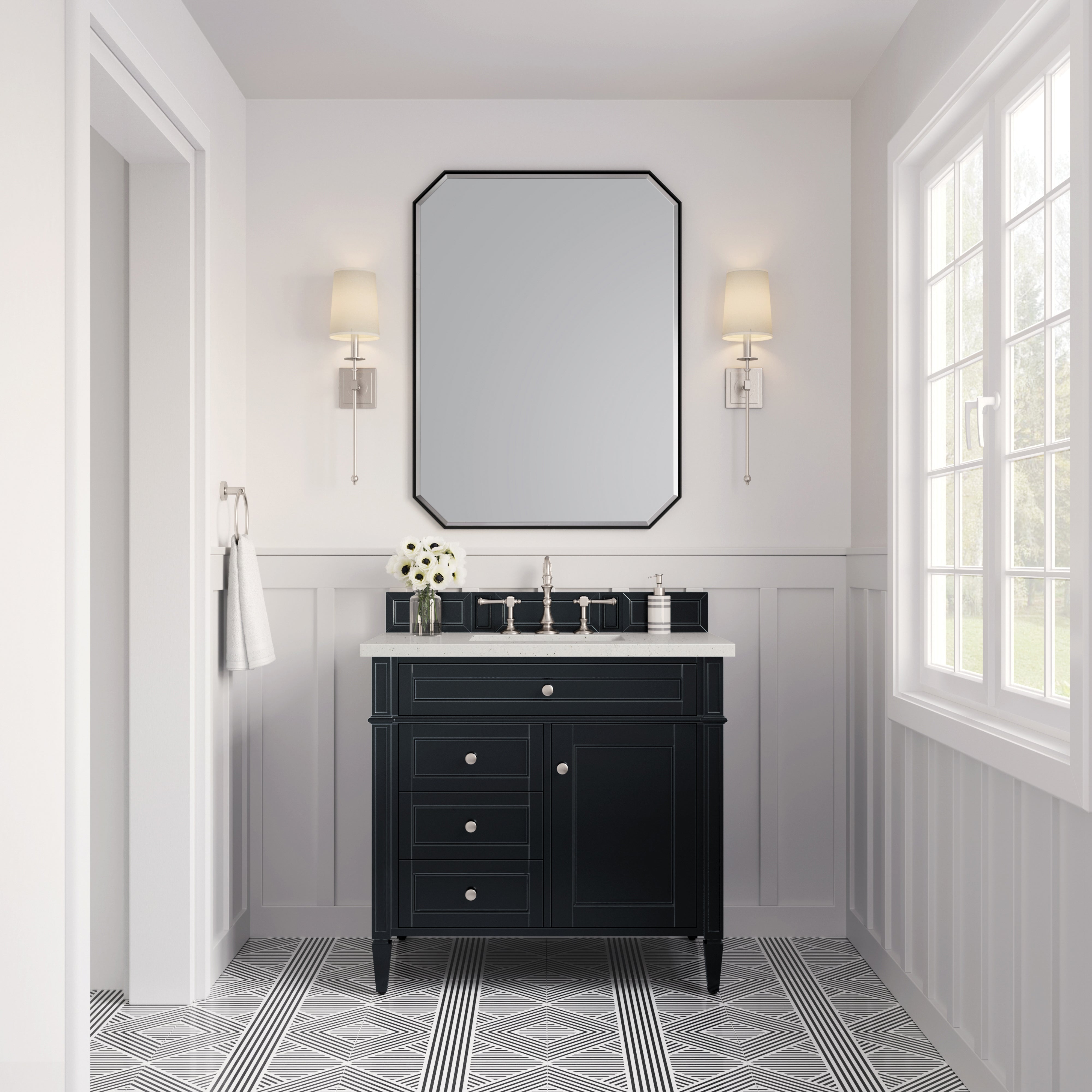 James Martin Brittany 36" Single Vanity in Black Onyx with 3cm Countertop
