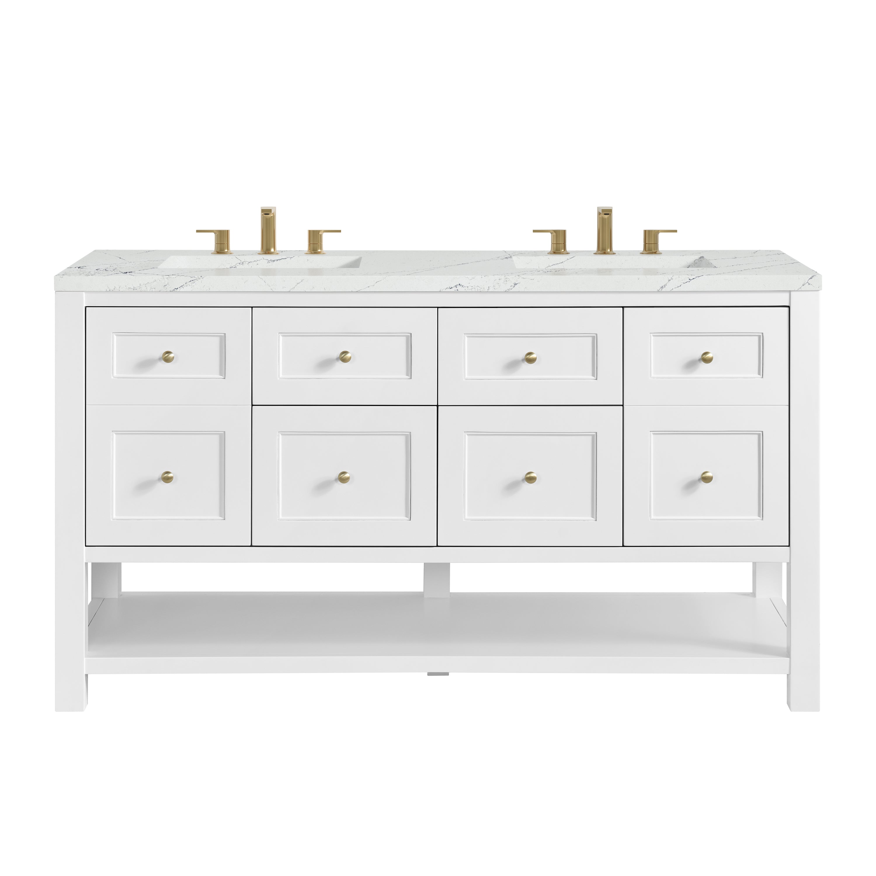 James Martin Breckenridge 60" Double Vanity in Bright White with 3cm Countertop