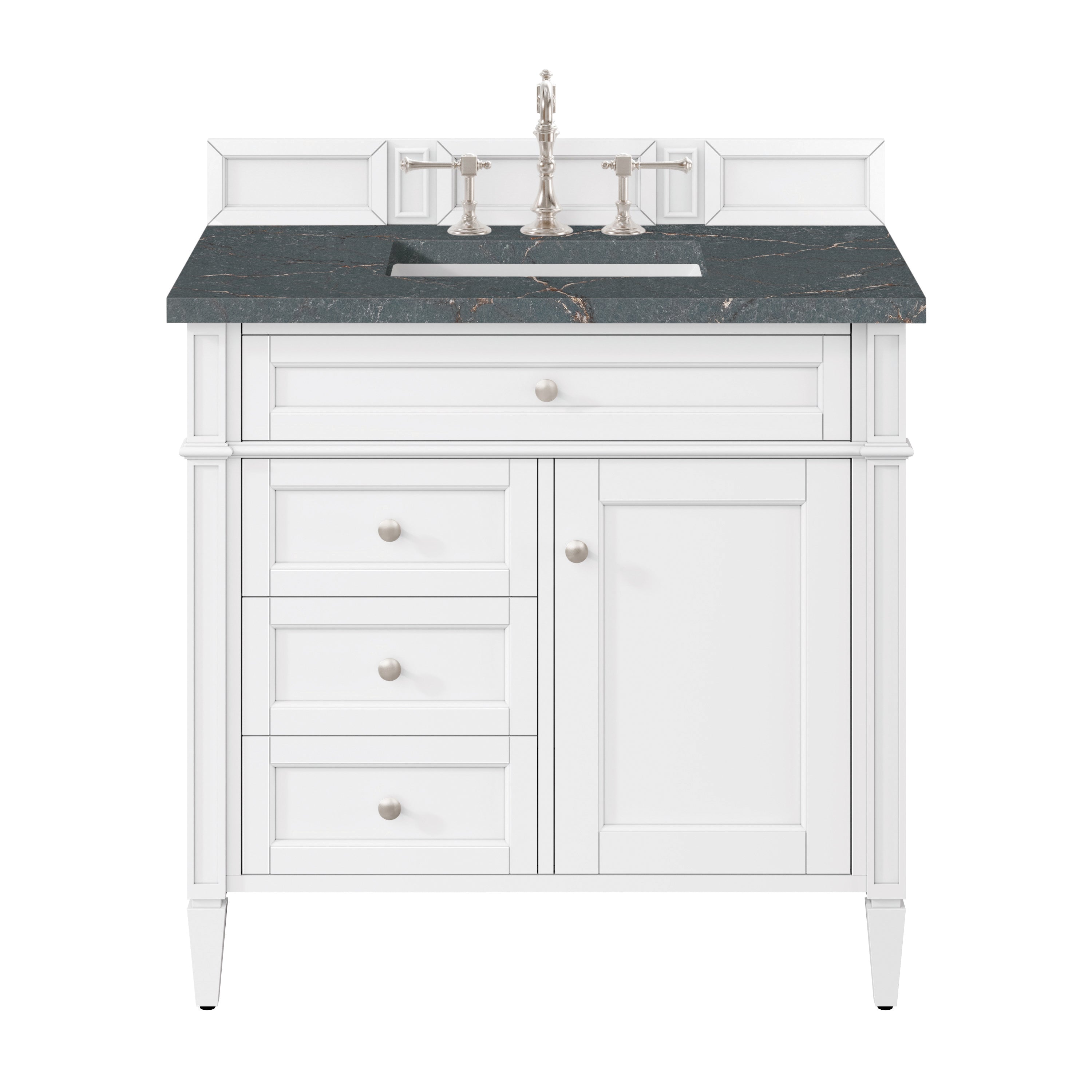 James Martin Brittany 36" Single Vanity in Bright White with 3cm Countertop