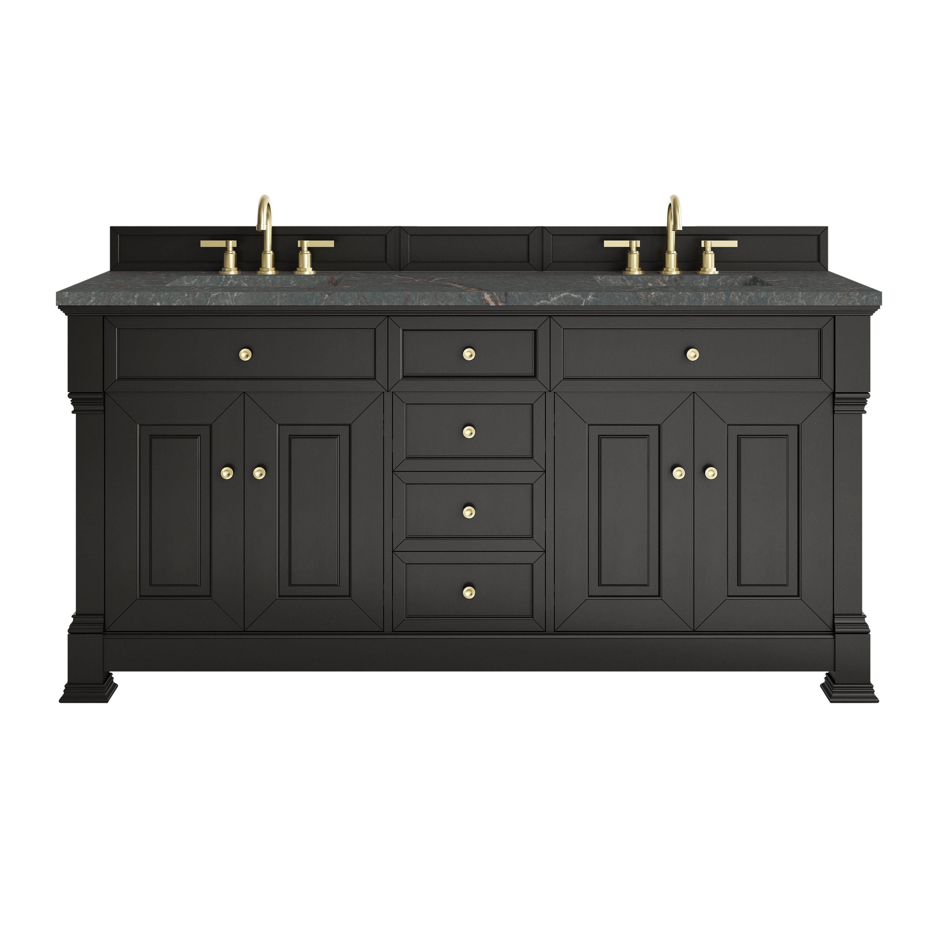 James Martin Brookfield 72" Double Vanity in Black Onyx with 3cm Countertop and FreePower Wireless Charger
