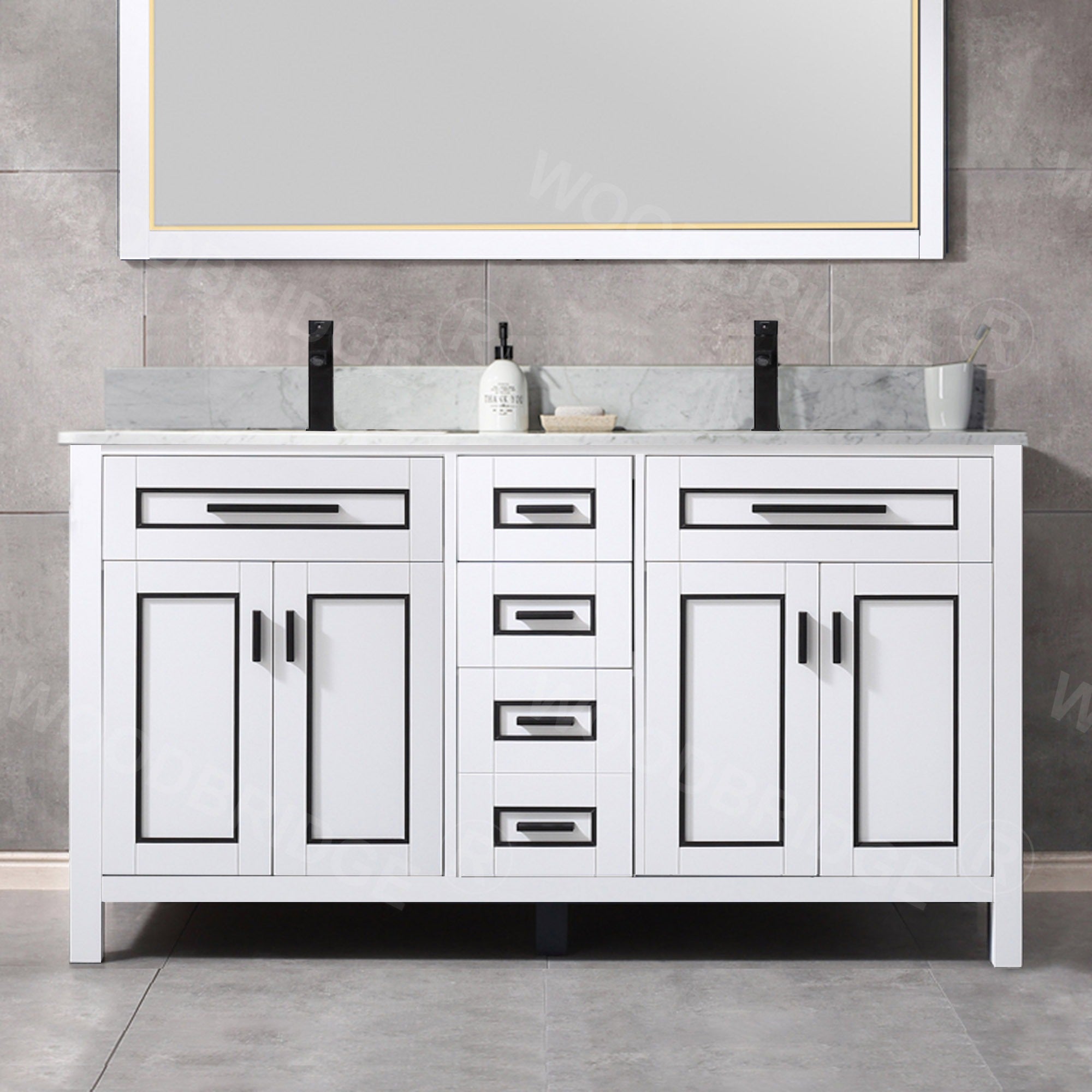 WOODBRIDGE Milan 61" Floor Mounted Single Basin Vanity Set with Solid Wood Cabinet