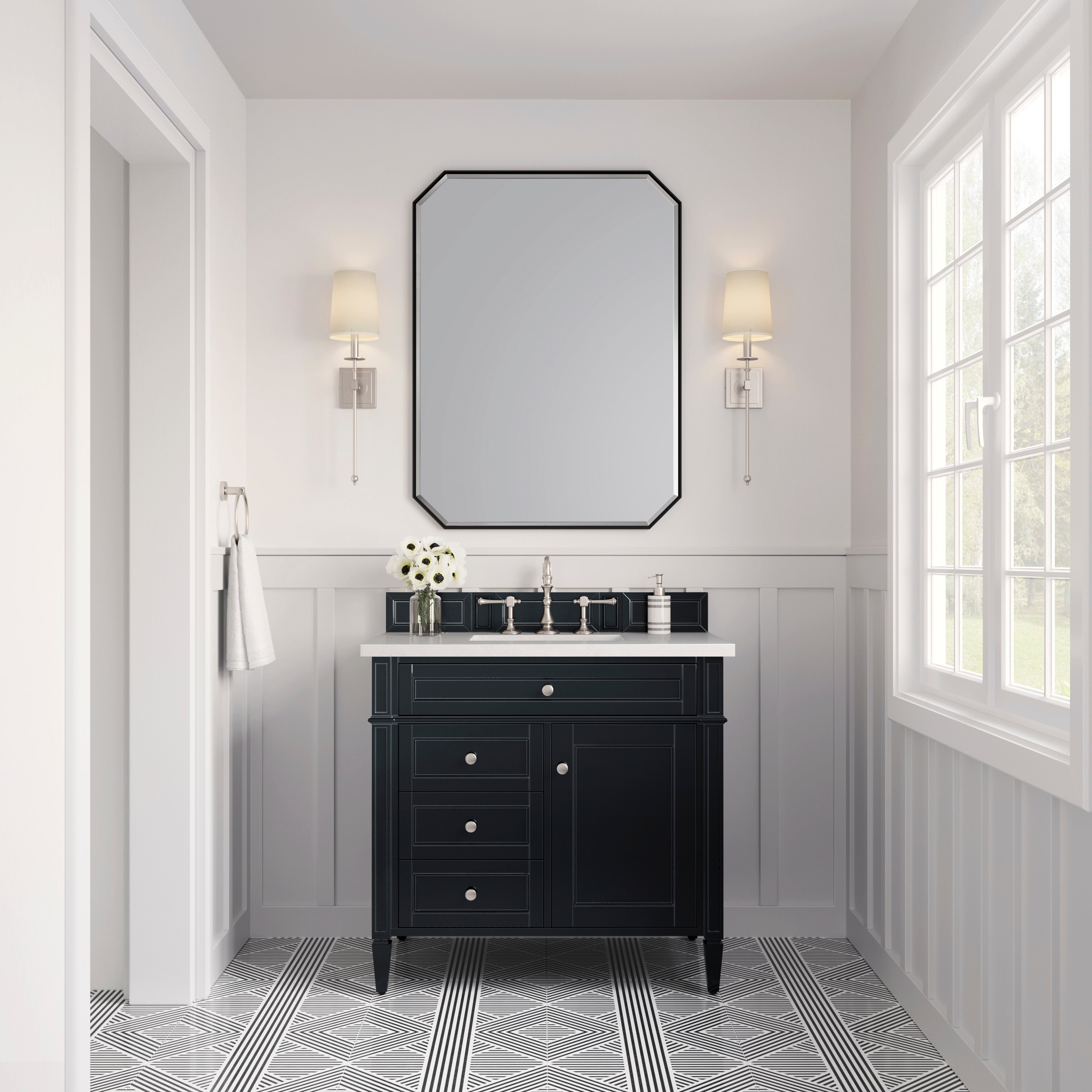 James Martin Brittany 36" Single Vanity in Black Onyx with 3cm Countertop