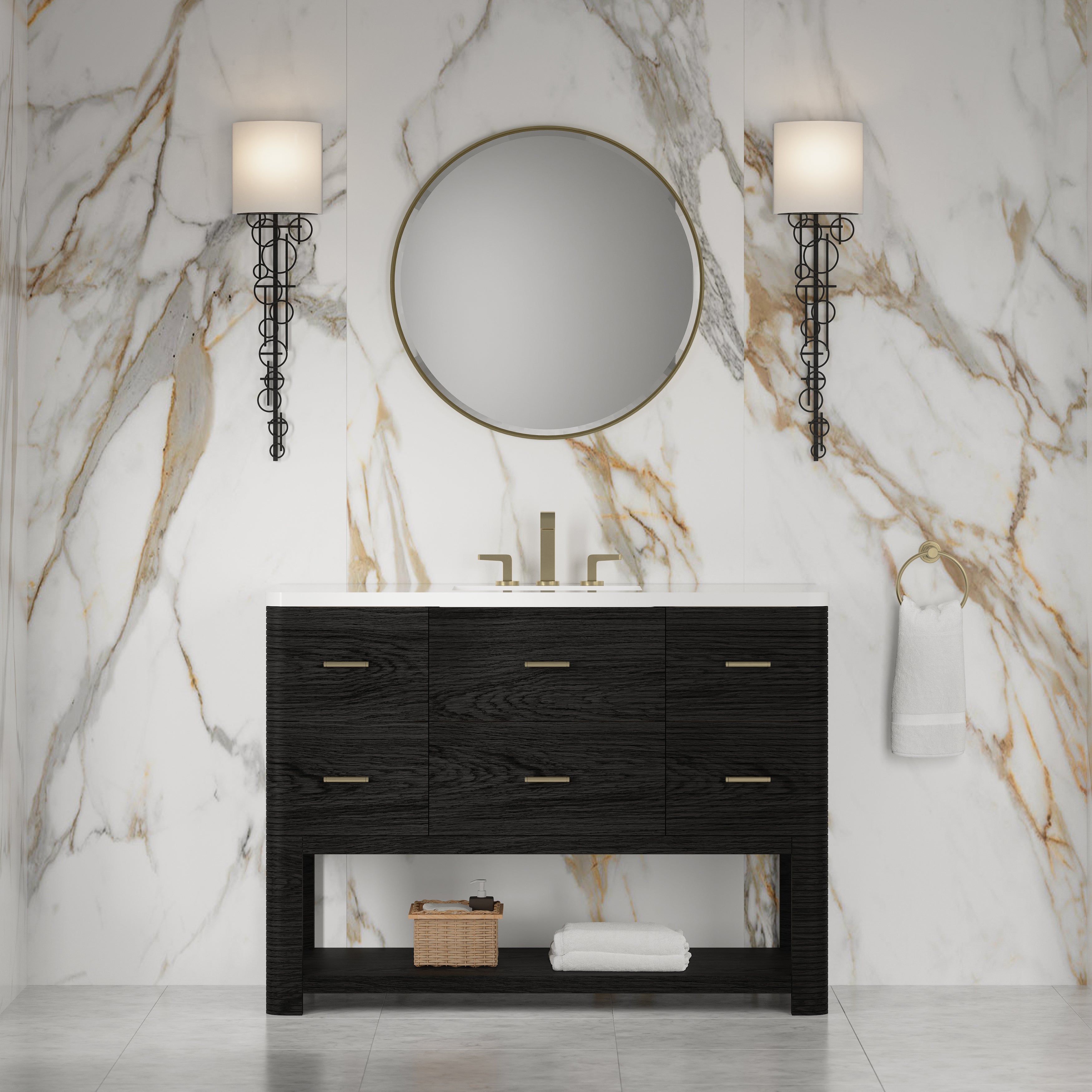 James Martin Lucian 48" Single Vanity in Carbon Oak with 3cm Countertop
