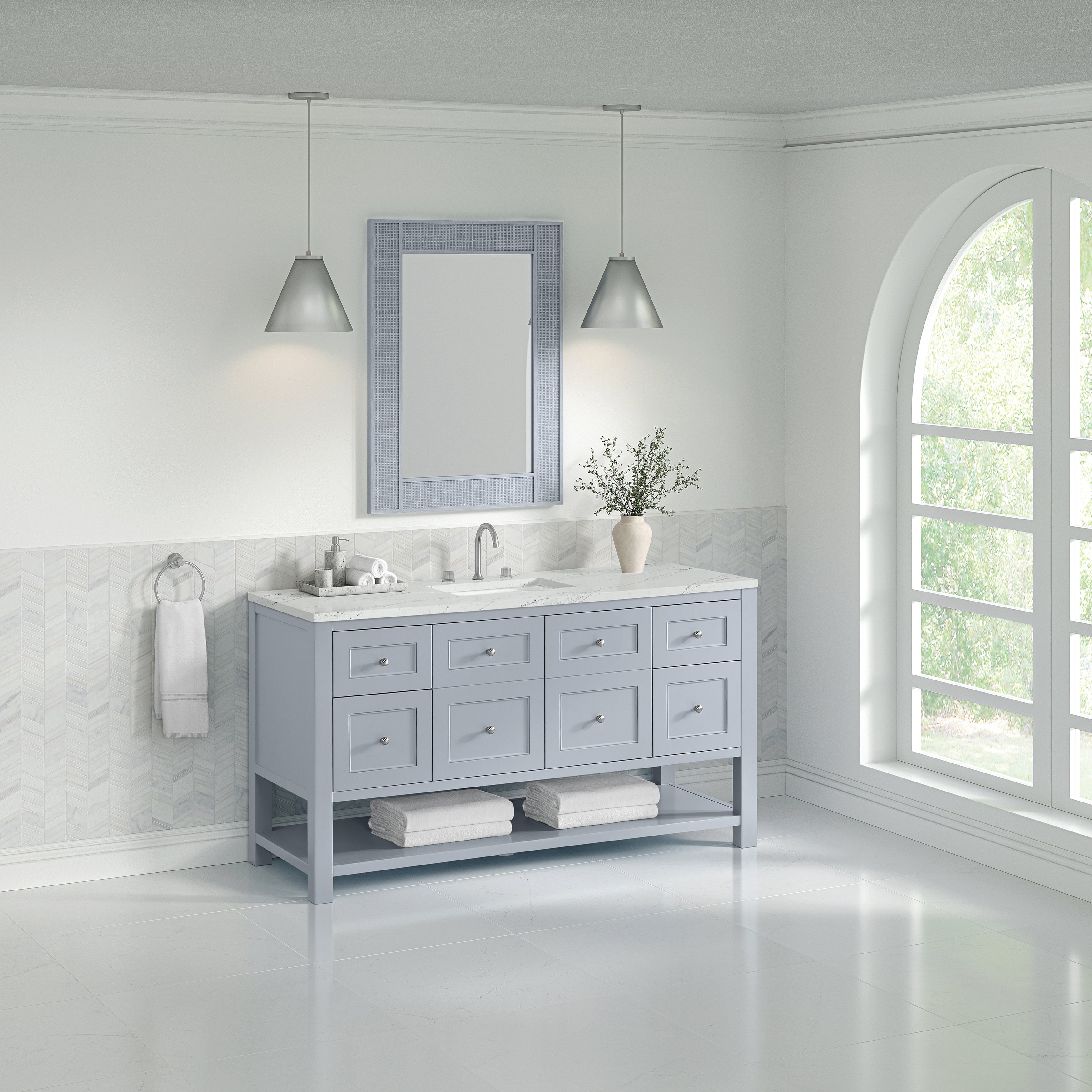 James Martin Breckenridge 60" Single Vanity in Serenity Blue with 3cm Countertop