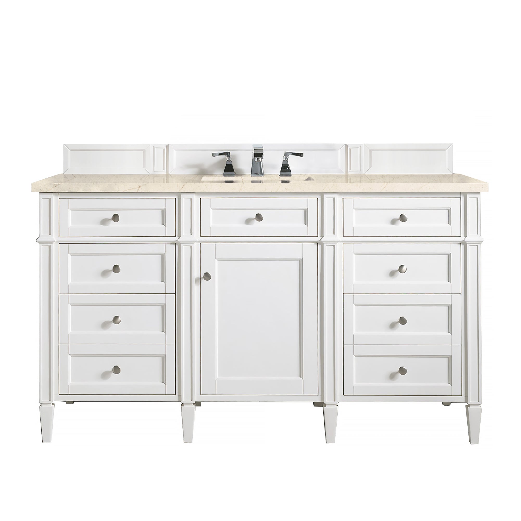 James Martin Brittany 60" Single Vanity in Bright White with 3cm Countertop