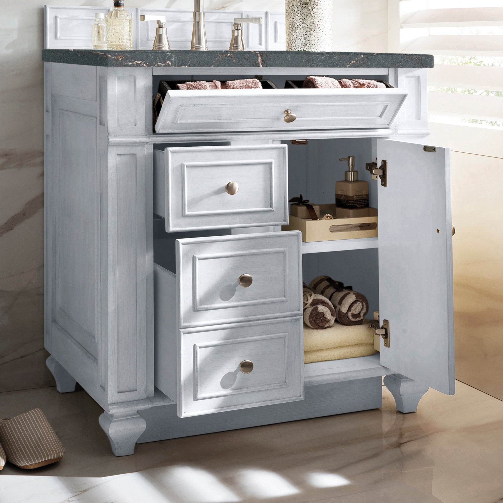 James Martin Bristol 30" Single Vanity in Bright White with 3cm Countertop