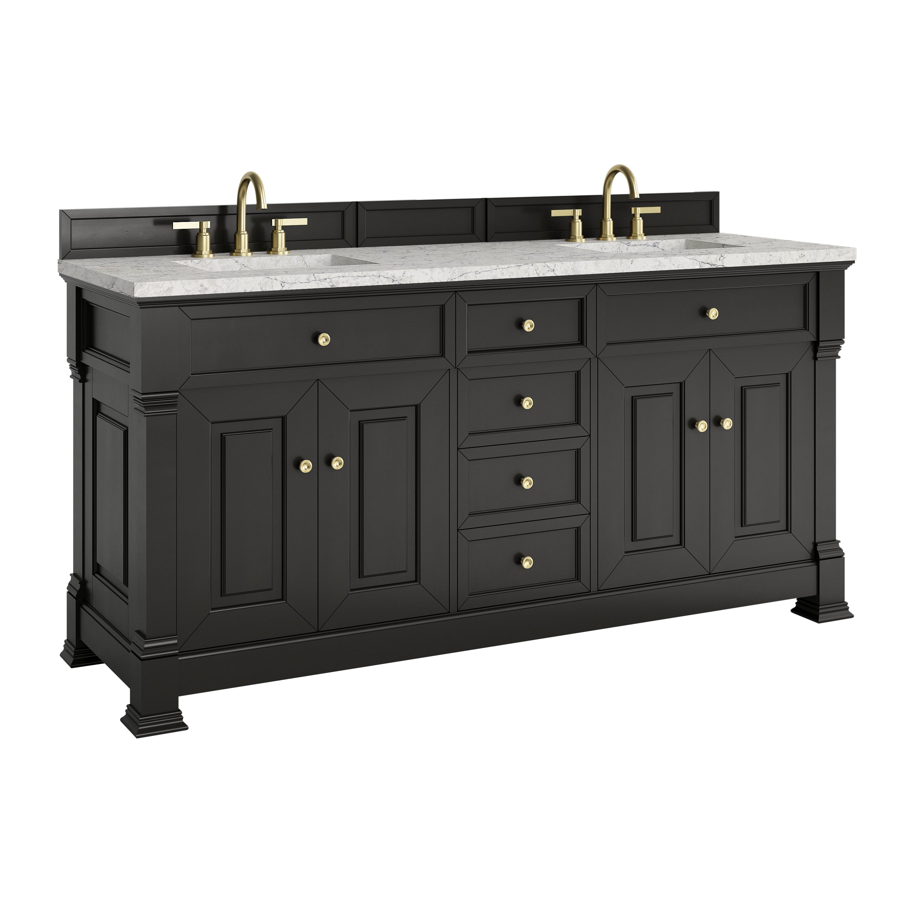 James Martin Brookfield 72" Double Vanity in Black Onyx with 3cm Countertop
