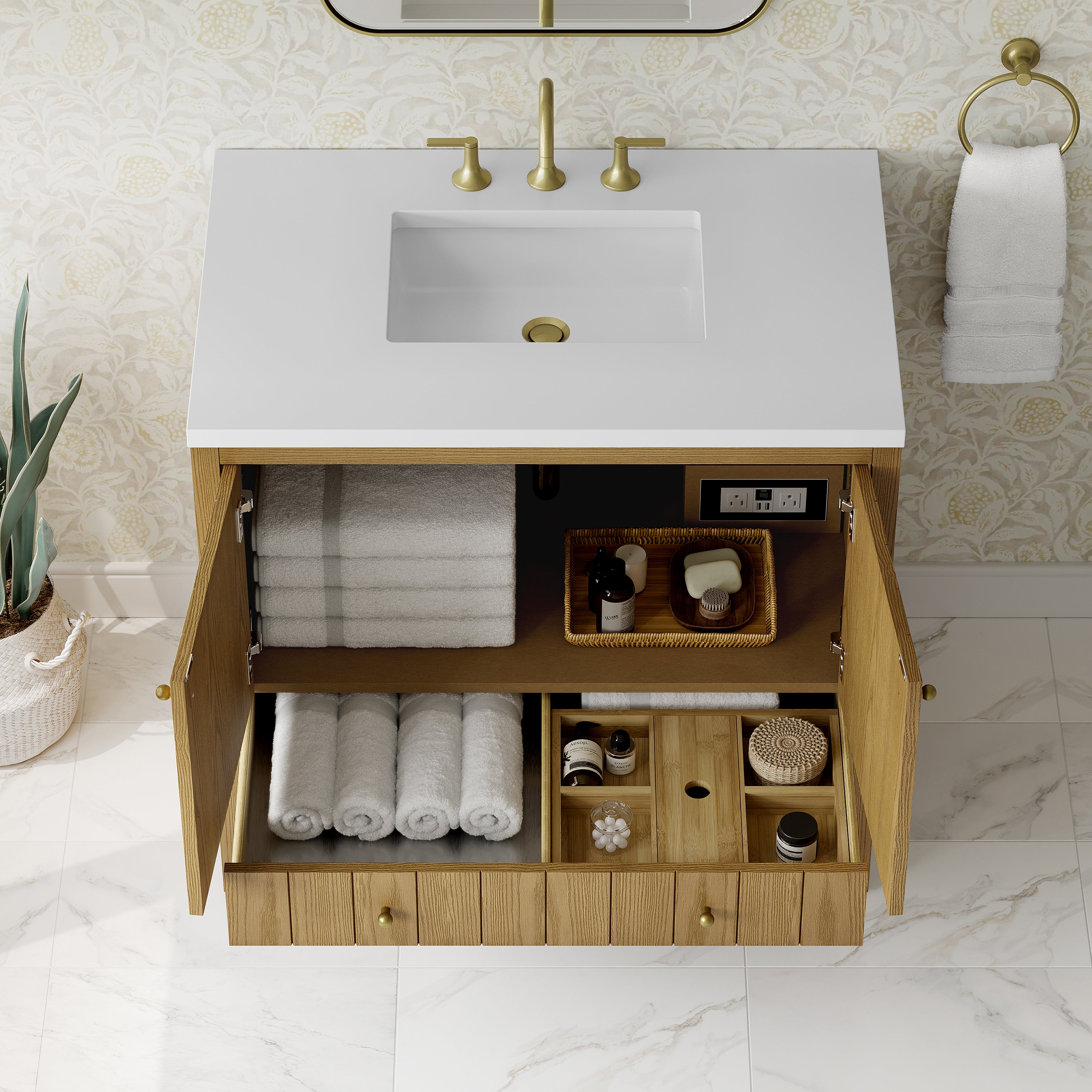 James Martin Hudson 36" Single Vanity in Light Natural Oak with 3cm Countertop