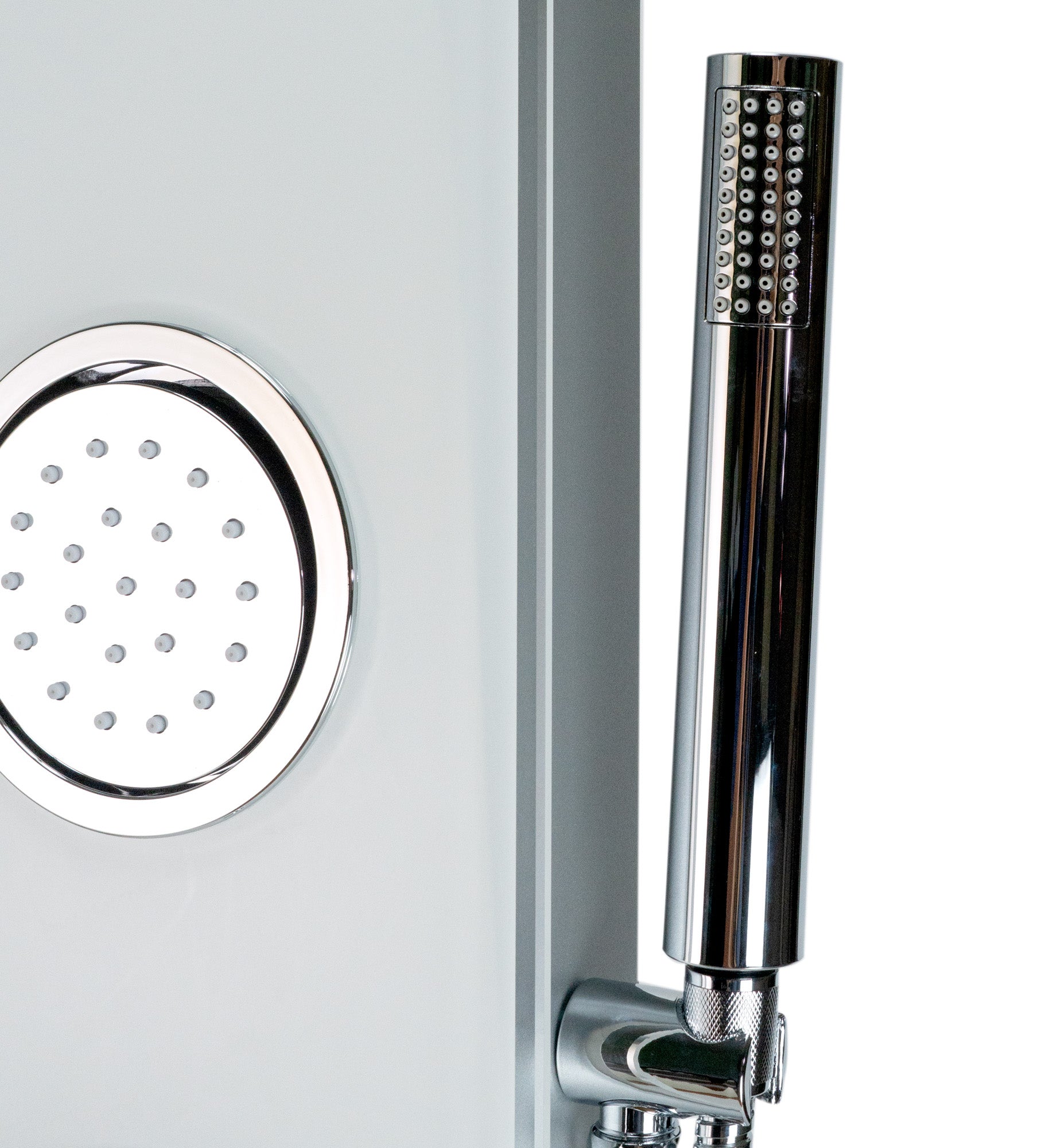 ALFI brand  ABSP50W White Glass Shower Panel with 2 Body Sprays and Rain Shower Head