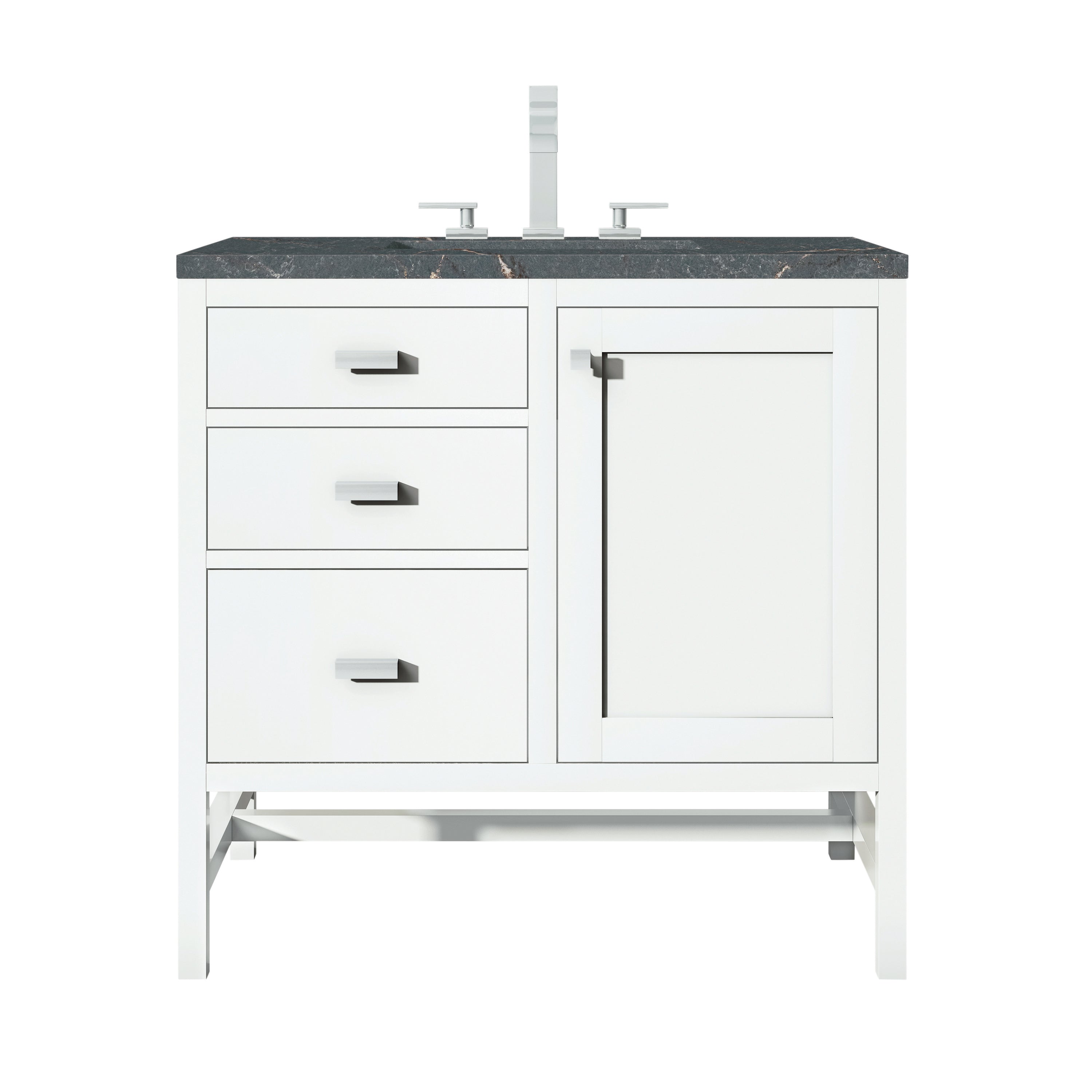 James Martin Addison 36" Single Vanity in Glossy White with 3cm Countertop