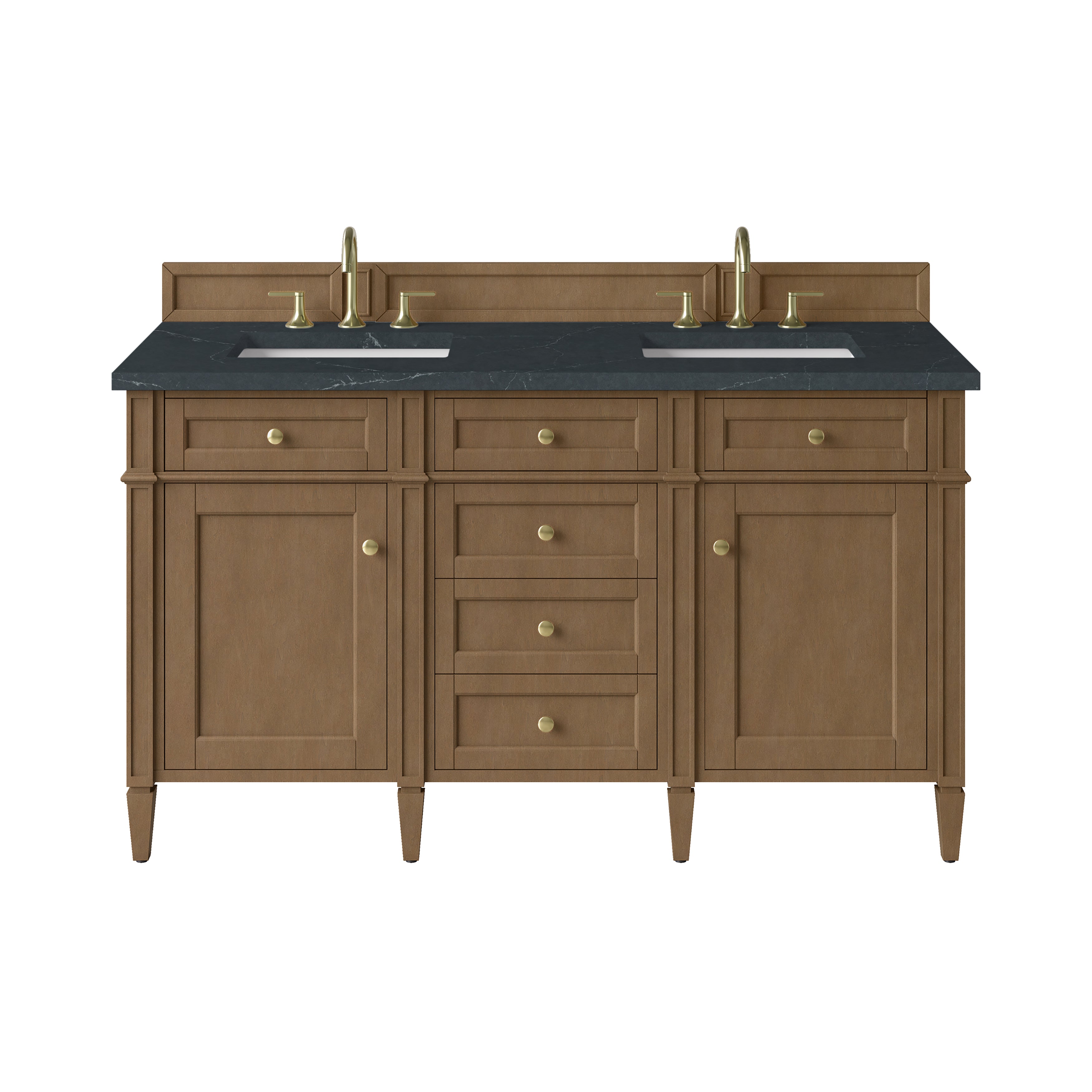 James Martin Brittany 60" Double Vanity in Pecan with 3cm Countertop