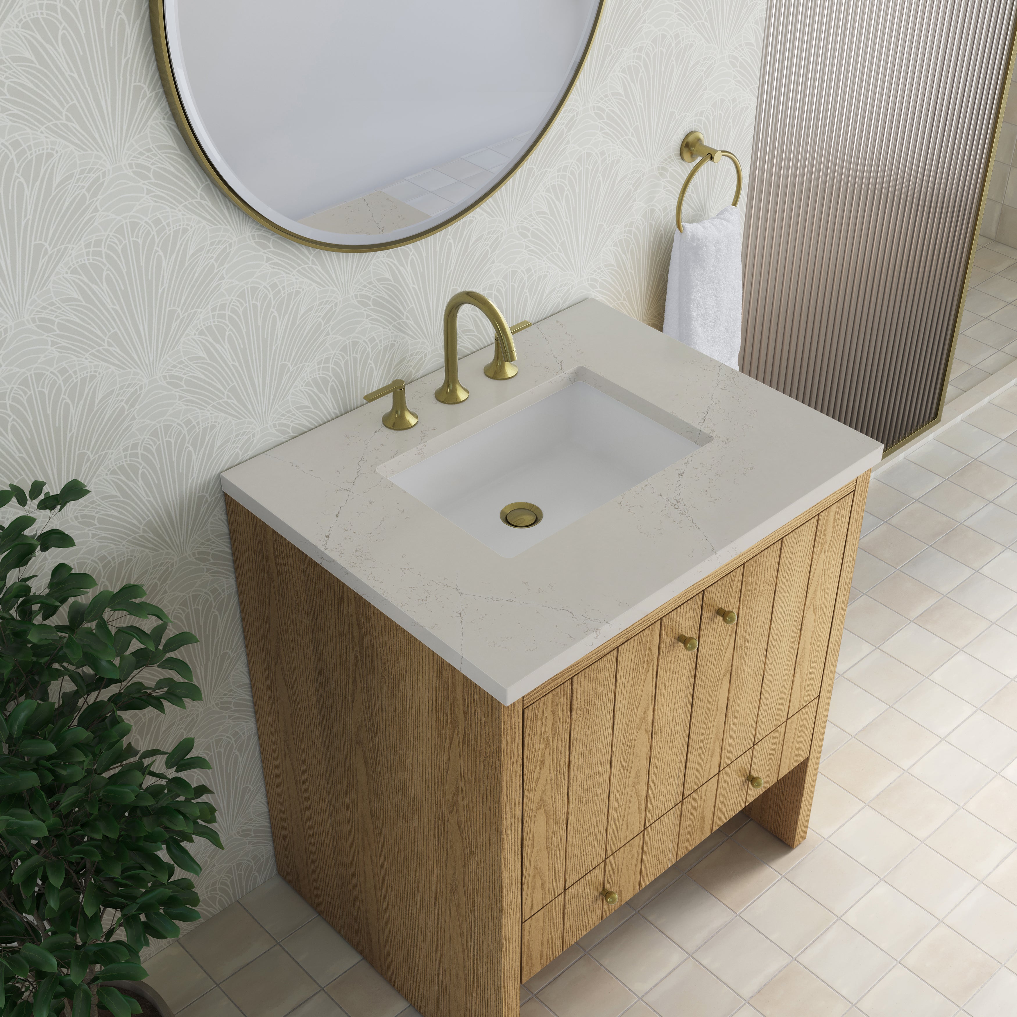 James Martin Hudson 30" Single Vanity in Light Natural Oak with 3cm Countertop
