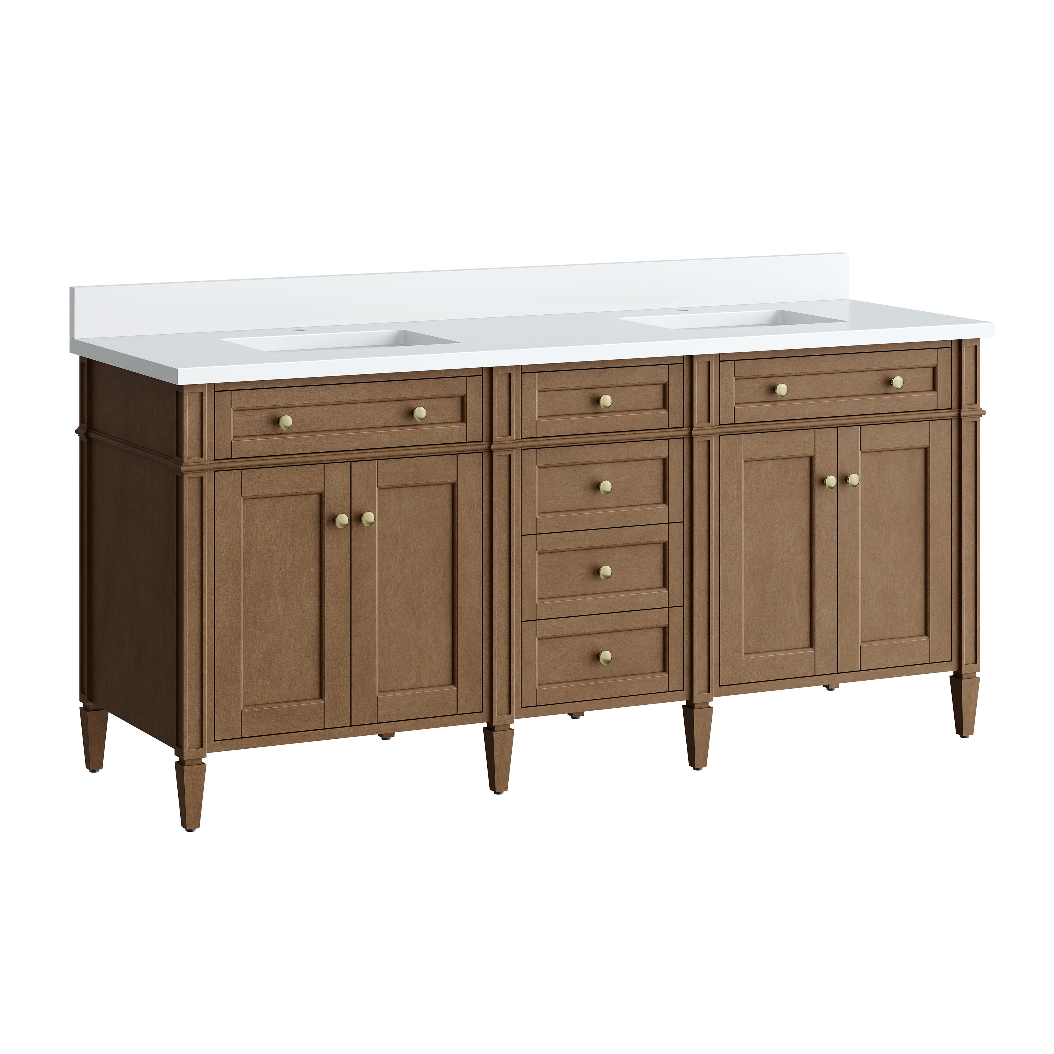 James Martin Brittany 72" Double Vanity in Pecan with 3cm Countertop
