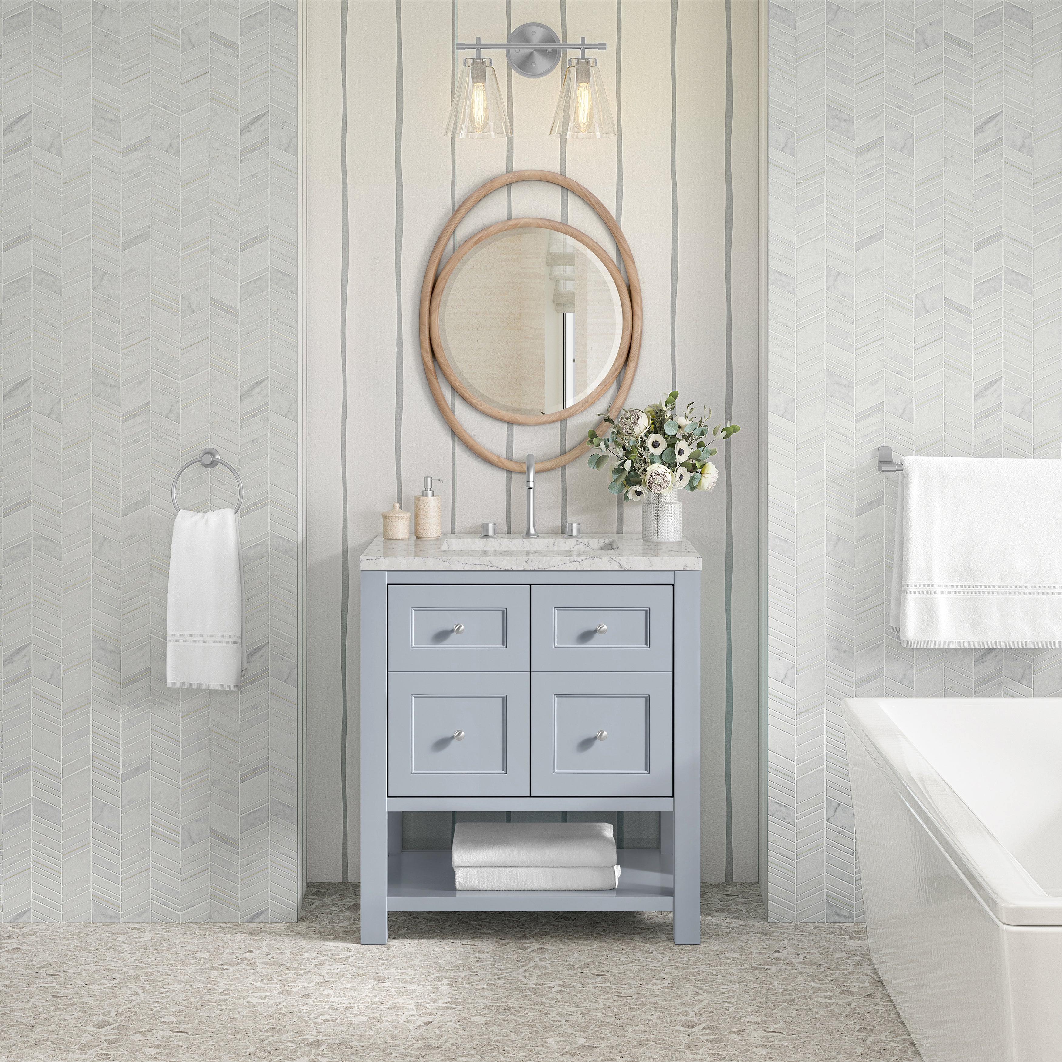 James Martin Breckenridge 30" Single in Serenity Blue with 3cm Countertop