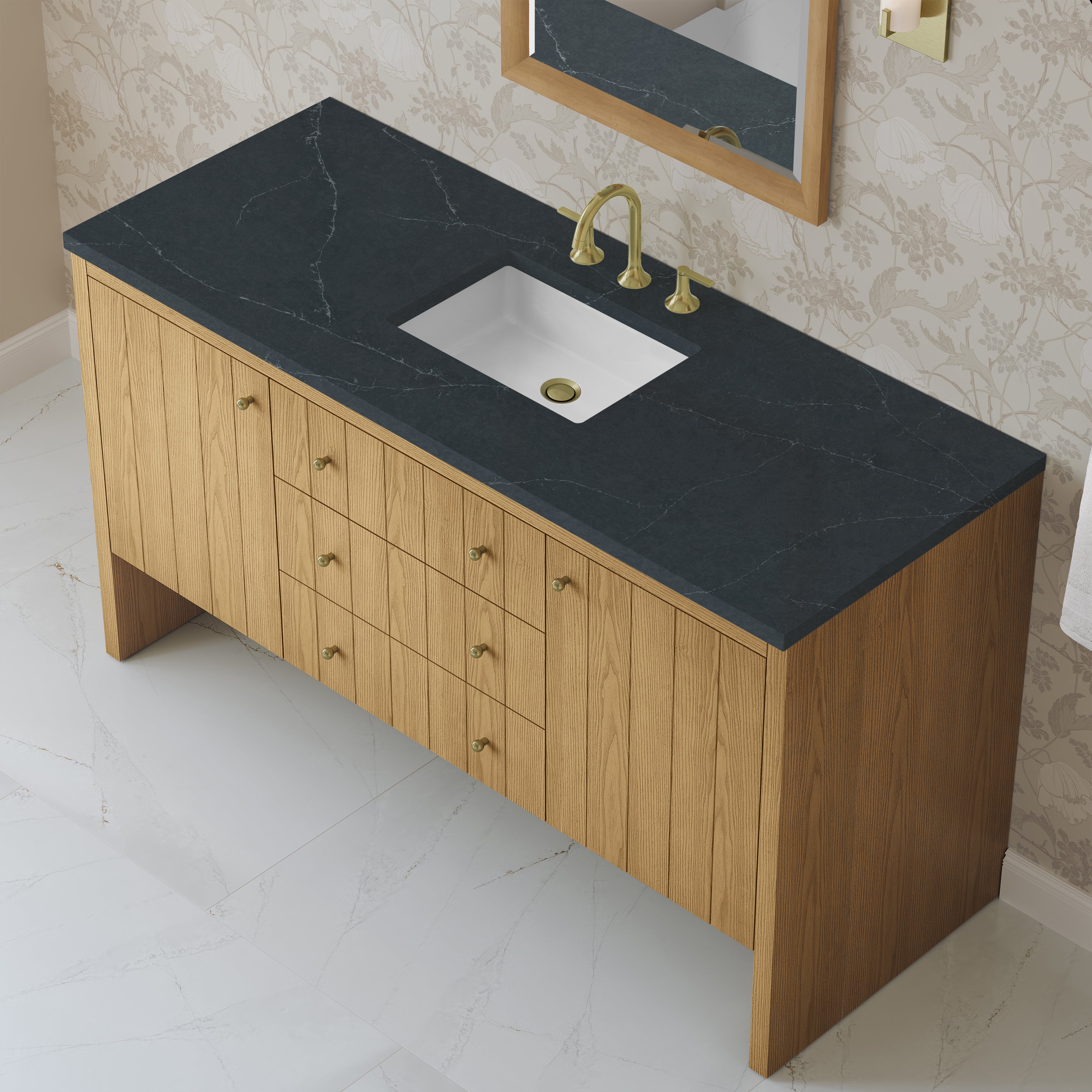 James Martin Hudson 60" Single Vanity in Light Natural Oak with 3cm Countertop