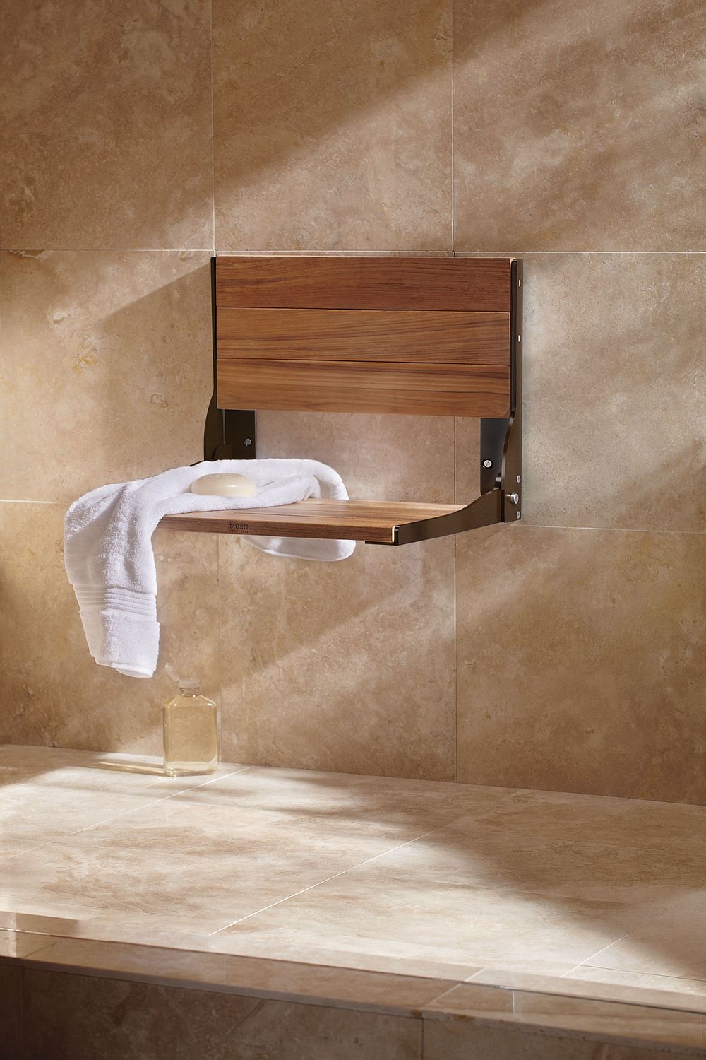 Bath Safety Old world bronze and Teak Folding Shower Seat