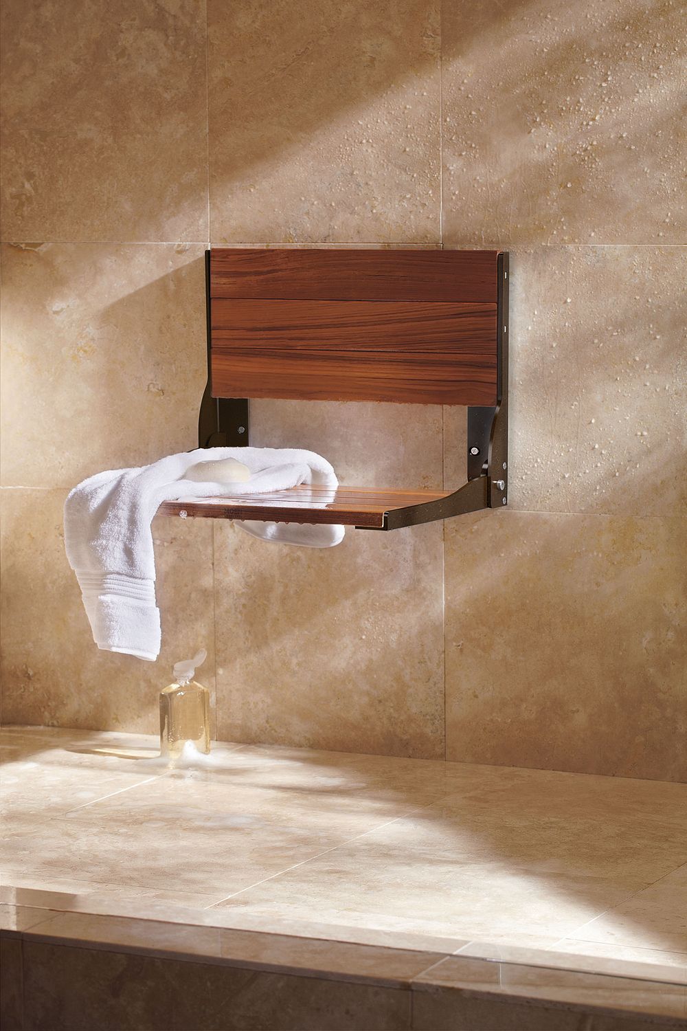 Bath Safety Old world bronze and Teak Folding Shower Seat