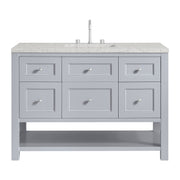 James Martin Breckenridge 48" Single Vanity in Serenity Blue with 3cm Countertop and FreePower Wireless Charger