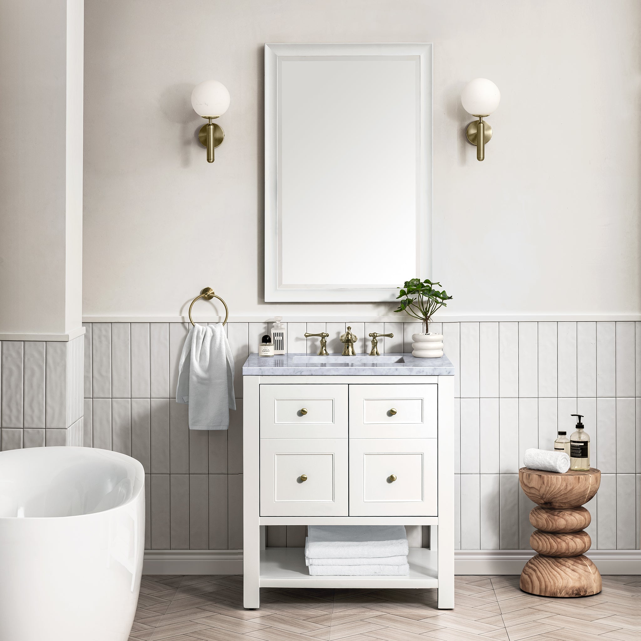 James Martin Breckenridge 30" Single Vanity in Bright White with 3cm Countertop