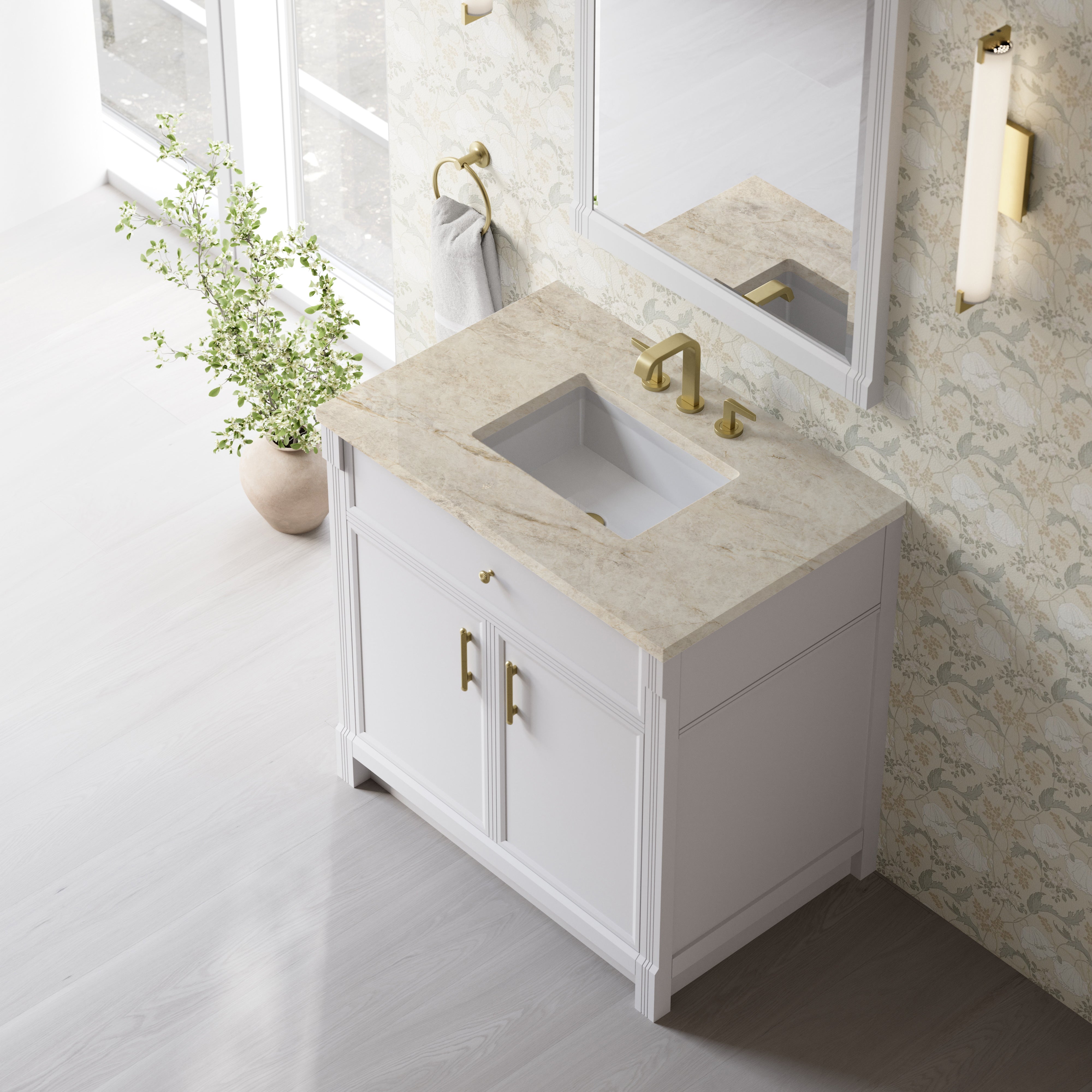 James Martin Bellshire 36" Single Vanity in Bright White with 3cm Countertop
