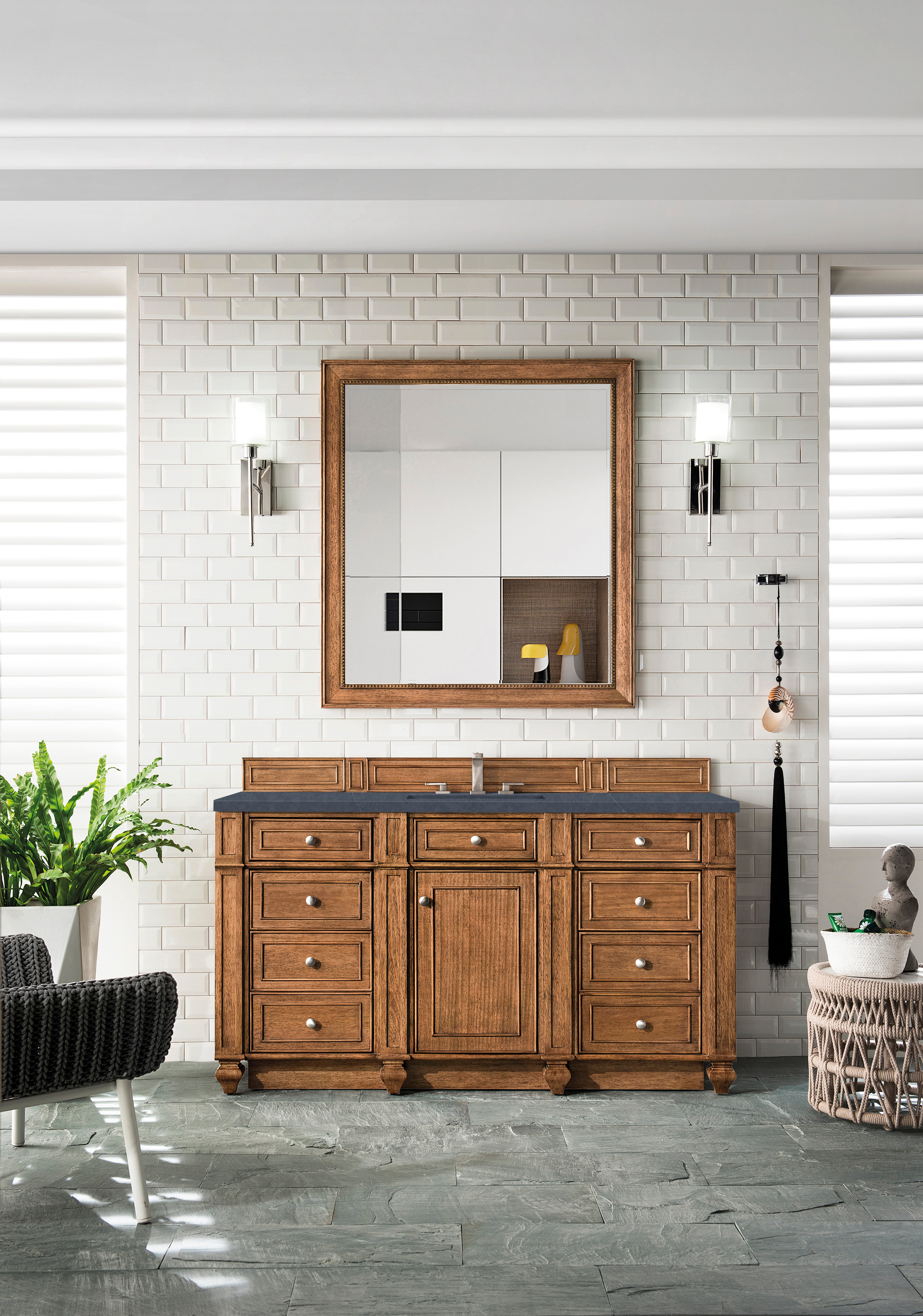James Martin Bristol 60" Single Vanity in Saddle Brown with 3cm Countertop