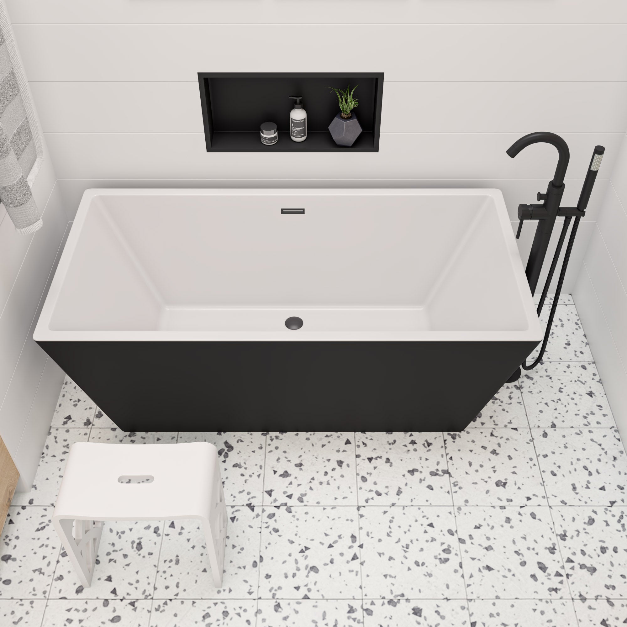 ALFI brand AB2534 Single Lever Floor Mounted Tub Filler Mixer w Hand Held Shower Head