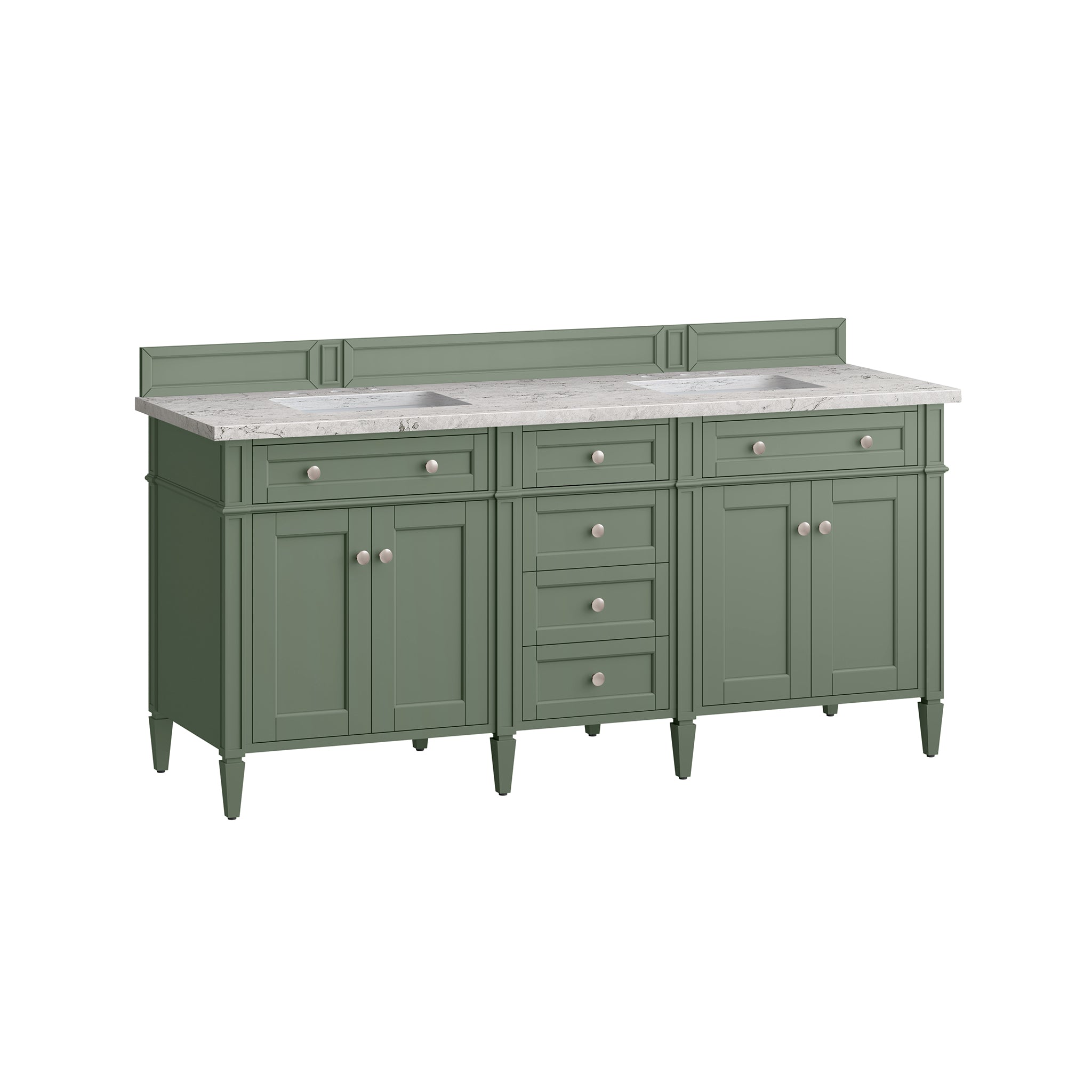 James Martin Brittany 72" Double Vanity in Smokey Celadon with 3cm Countertop