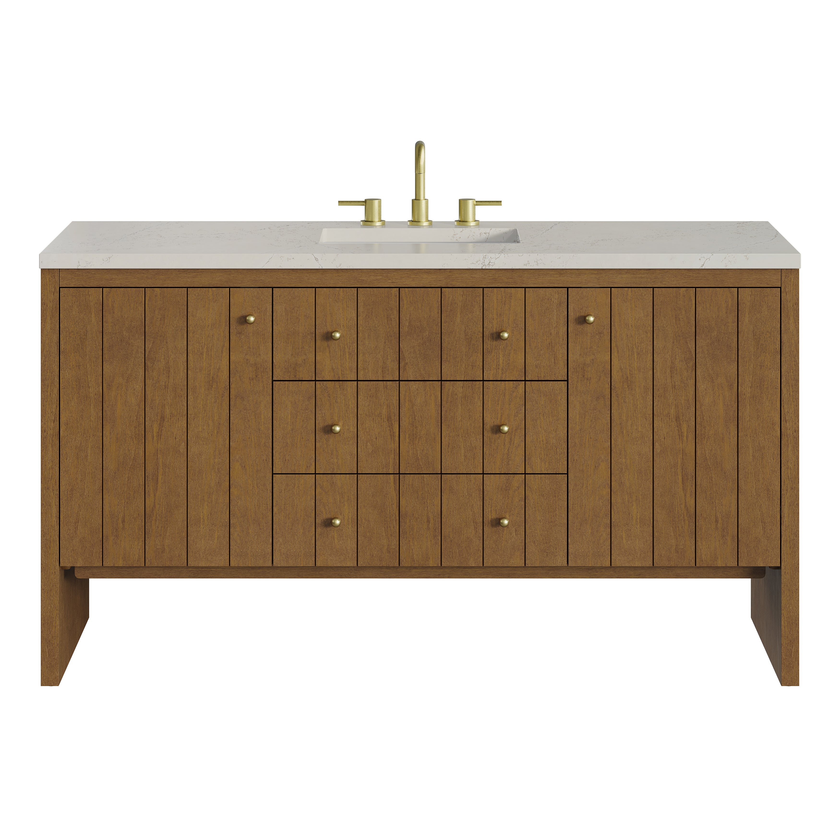 James Martin Hudson 60" Single Vanity in Honey Oak with 3cm Countertop and FreePower Wireless Charger