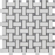 Dolomiti Polished Marble Mosaic Basketweave Gray Dot