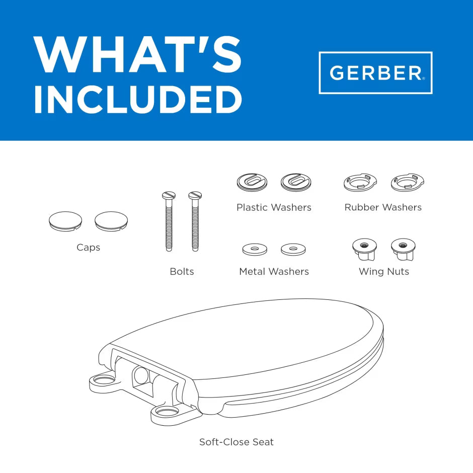 Gerber GC550129 Round Front, Undermount, Soft-Close Toilet Seat